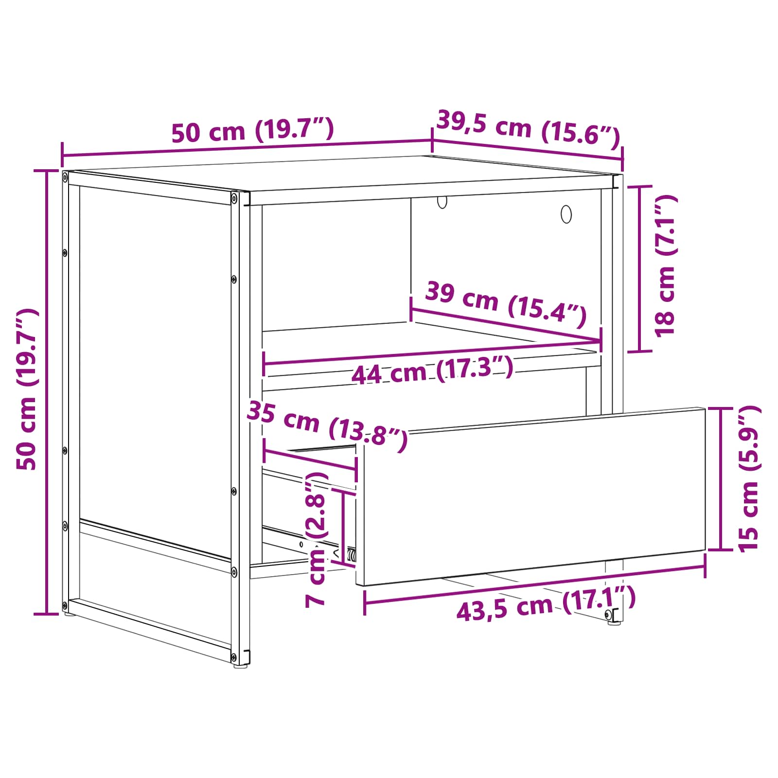 Noćni ormarić s ladicama 2 pcs Crni hrast 50 x 39,5 x 50 cm