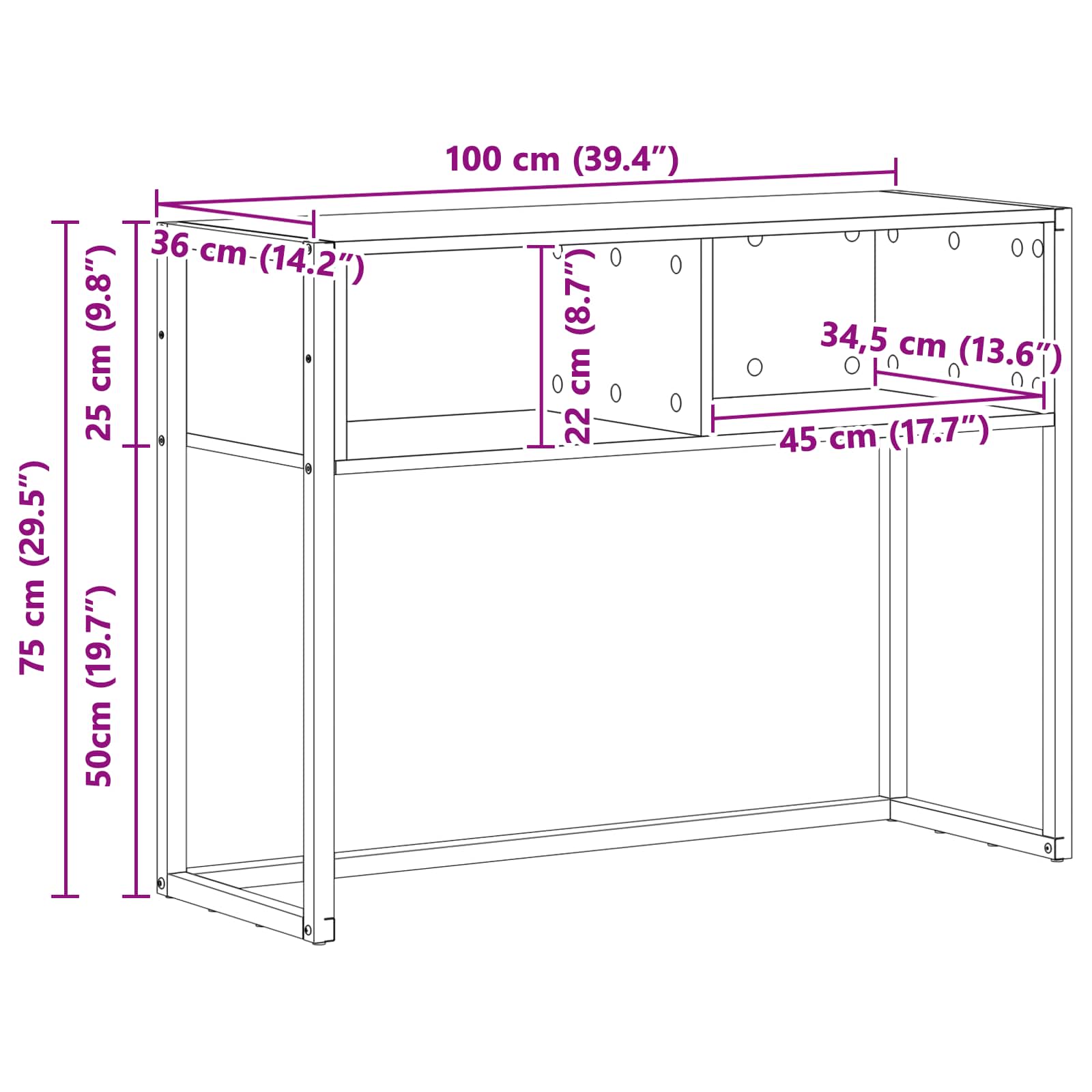 Konačna Stolić Dimni hrast 100 x 36 x 75 cm Konstruirano drvo