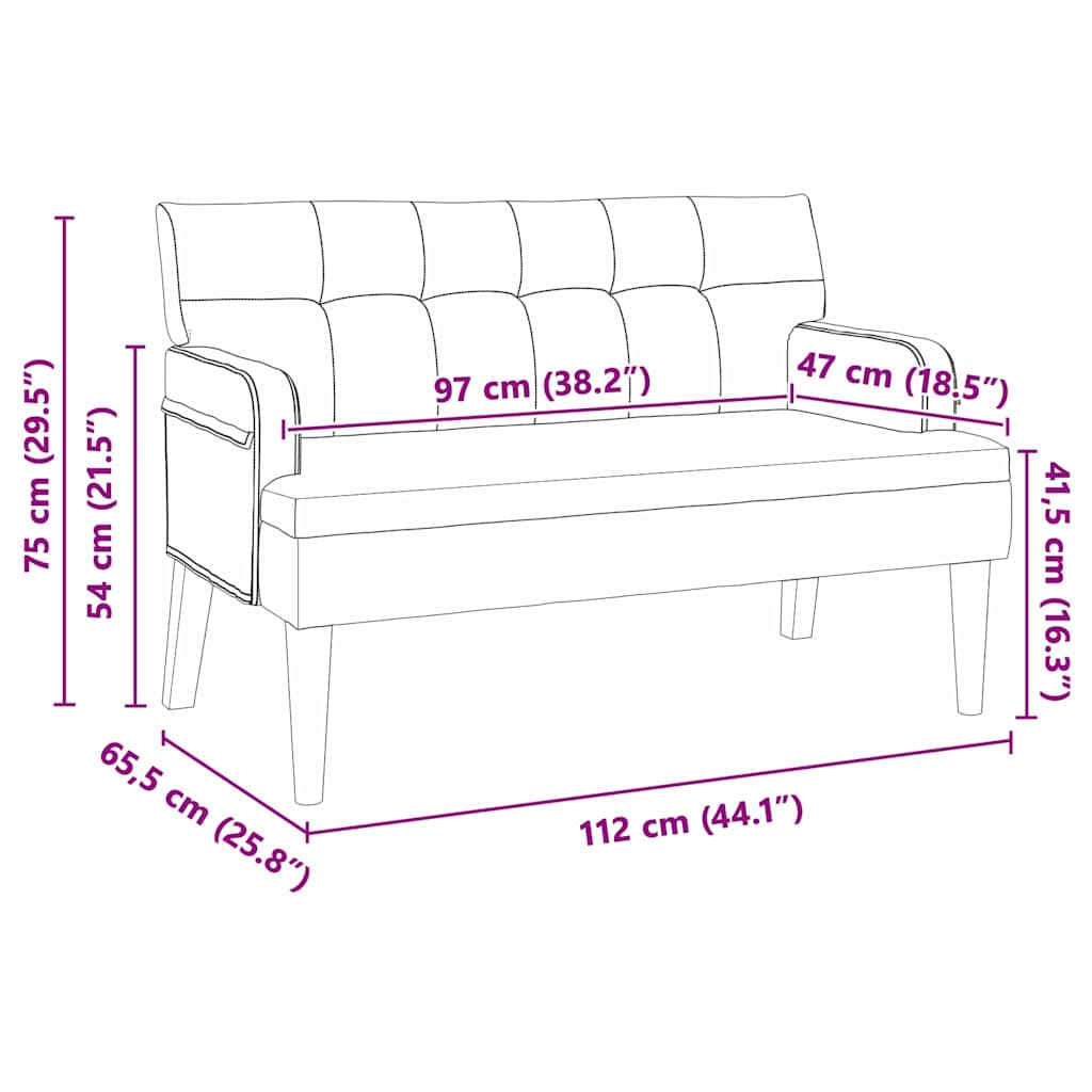 Chesterfield klupa Žuta 112 x 65,5 x 75 cm Baršun