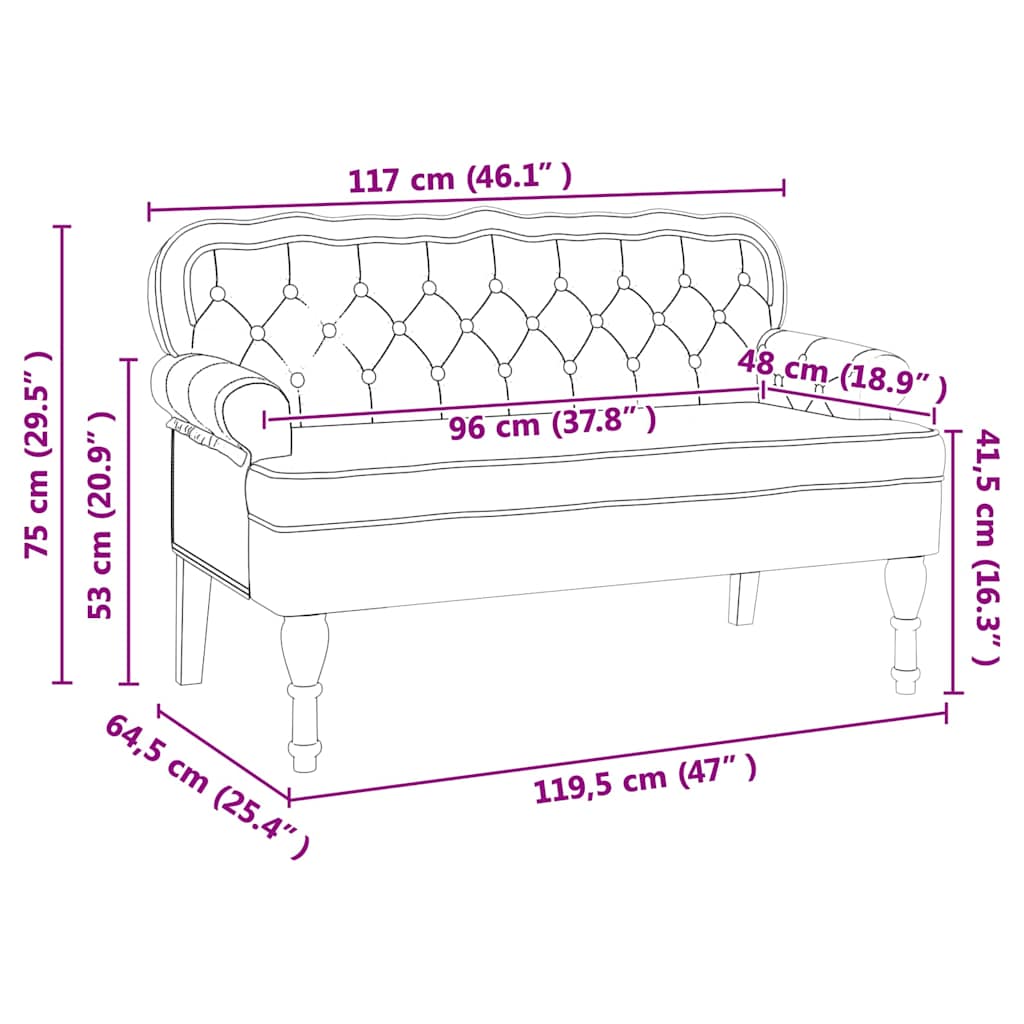 Chesterfield klupa Bijelo 119,5 x 64,5 x 75 cm Lažna koža
