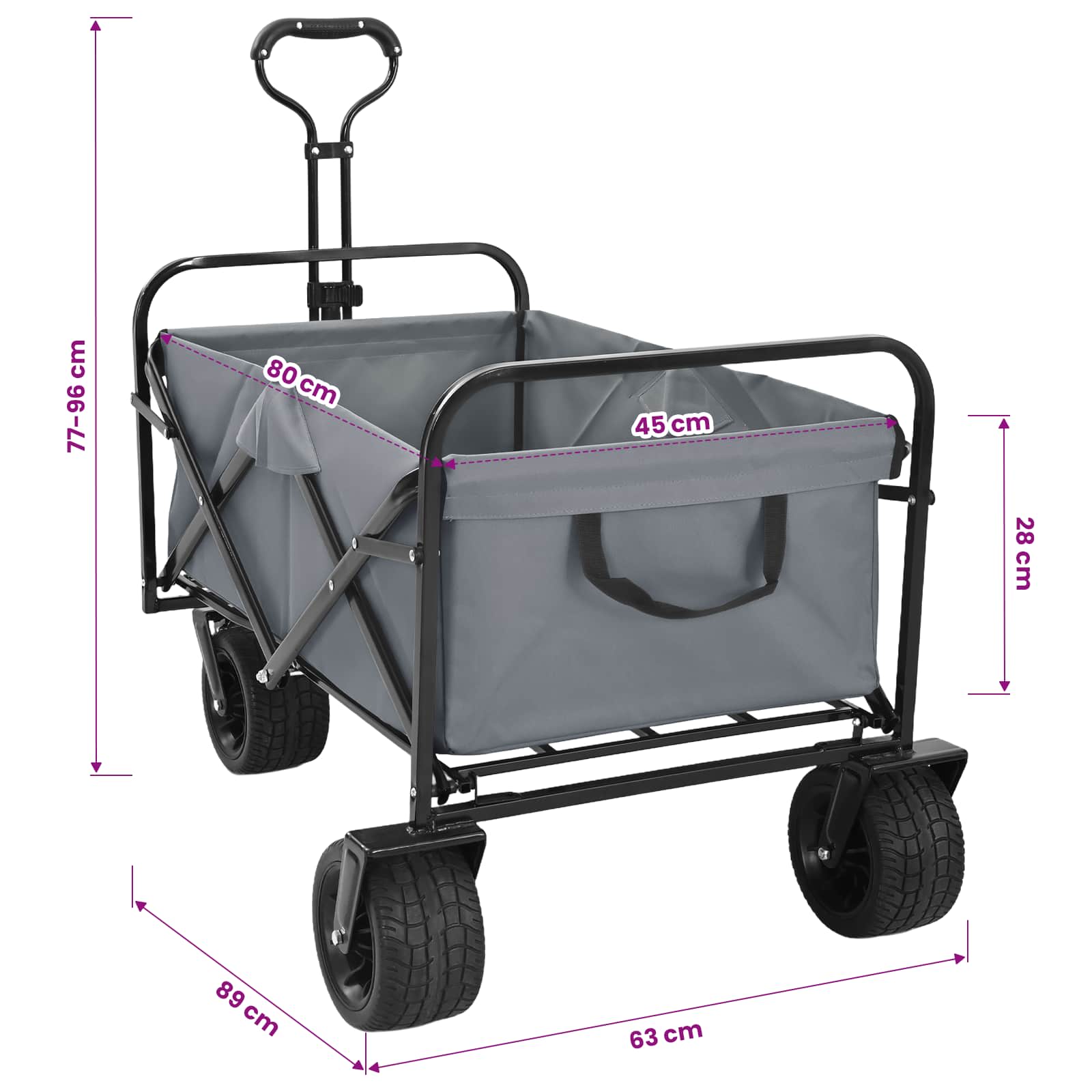 Preklopna kolica Siva 89 x 63 x 96 cm Čelik i Oxford poliester