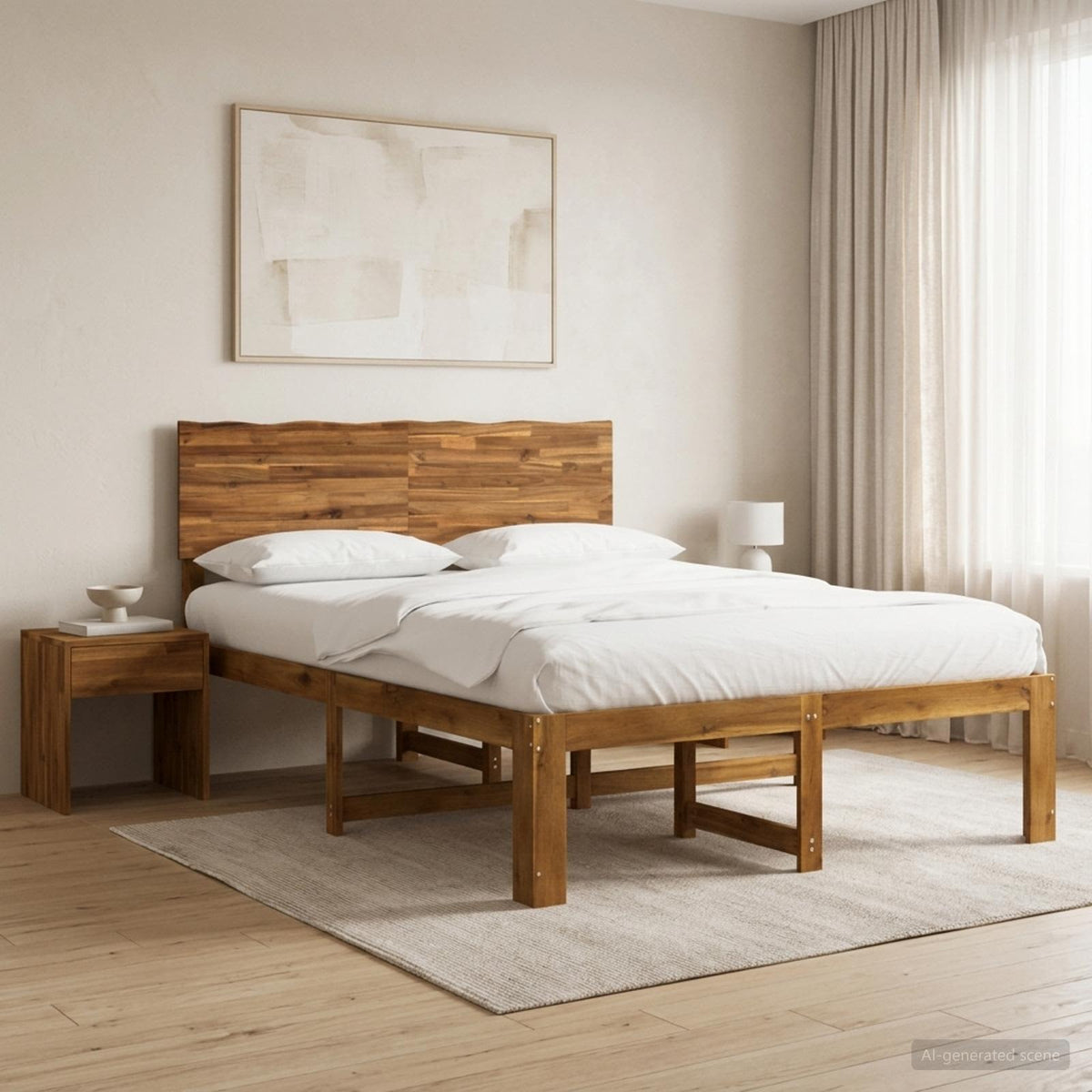 Krevetni okvir s uzglavljem ROSTOCK Prirodna 140 x 190 cm