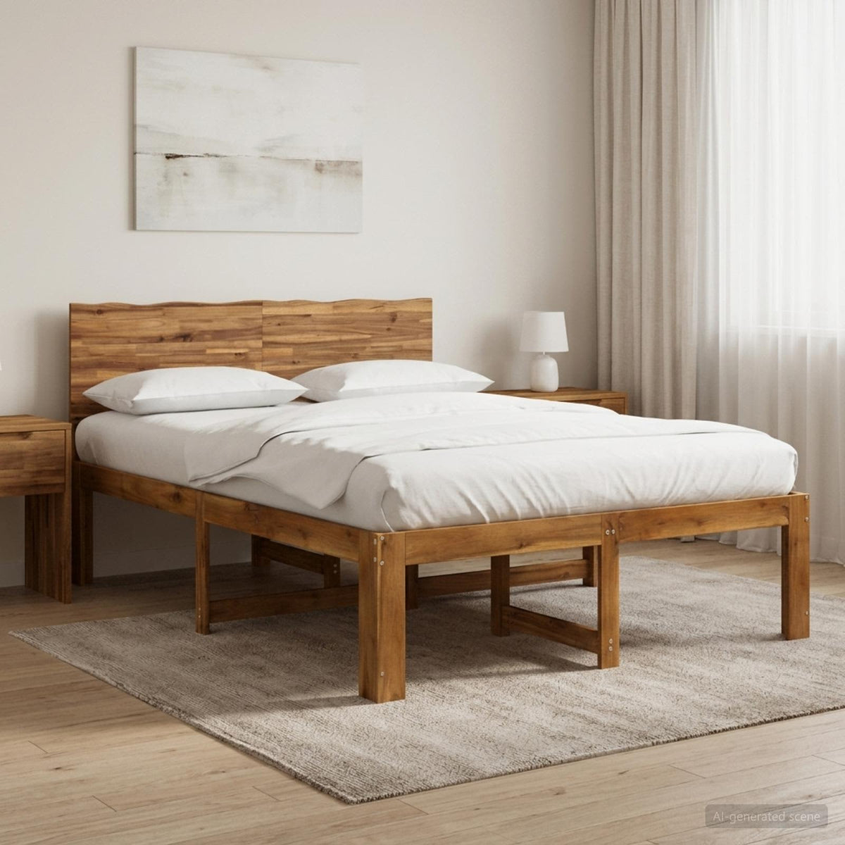 Krevetni okvir s uzglavljem ROSTOCK Prirodna 140 x 190 cm