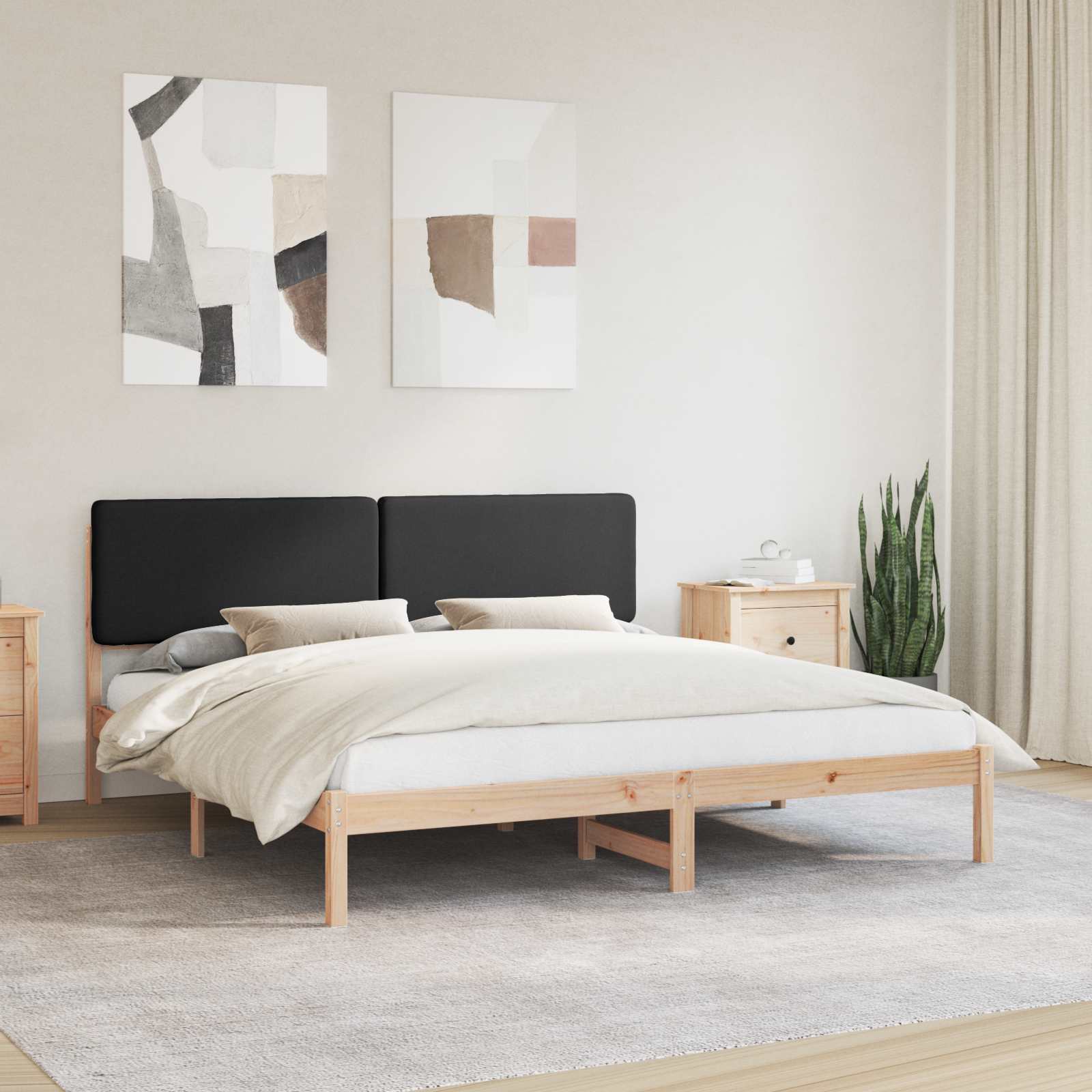 Krevetni okvir s tapiciranim uzglavljem Crna 200 x 200 cm