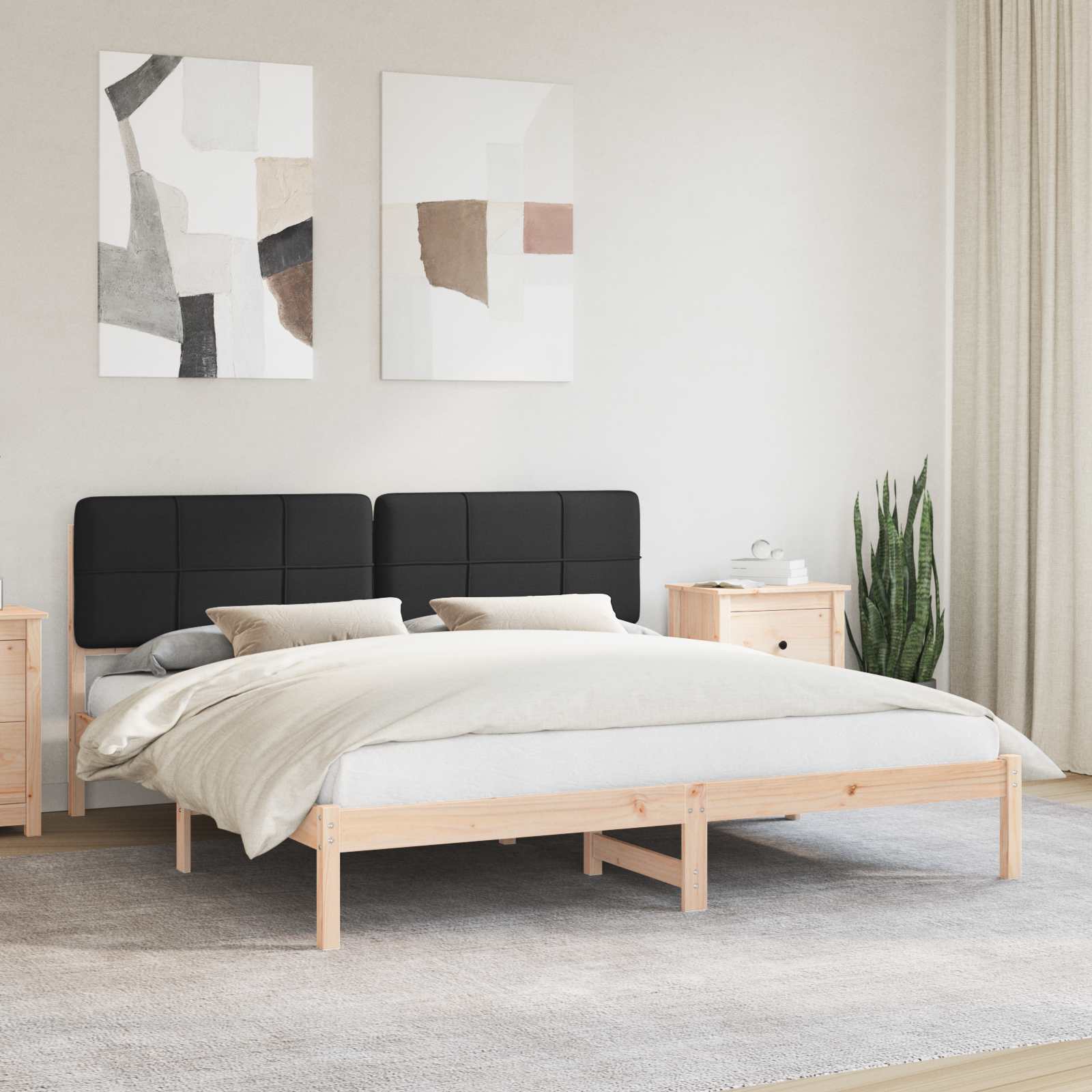 Krevetni okvir s tapiciranim uzglavljem Crna 200 x 200 cm