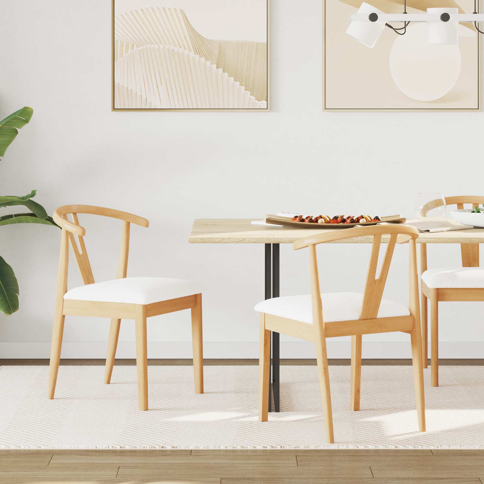 Stolac za blagovanje 2 pcs Prirodna i svijetla