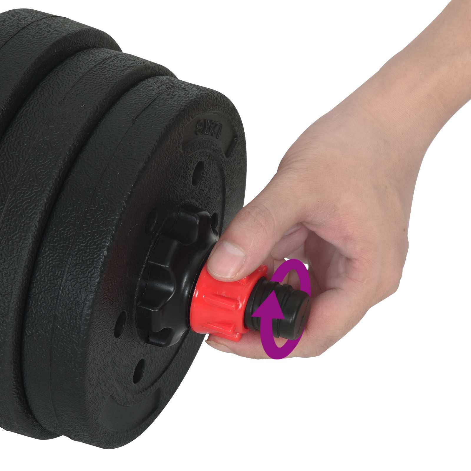 2-u-1 set bučica i olimpijske šipke 20 kg Crna i crvena