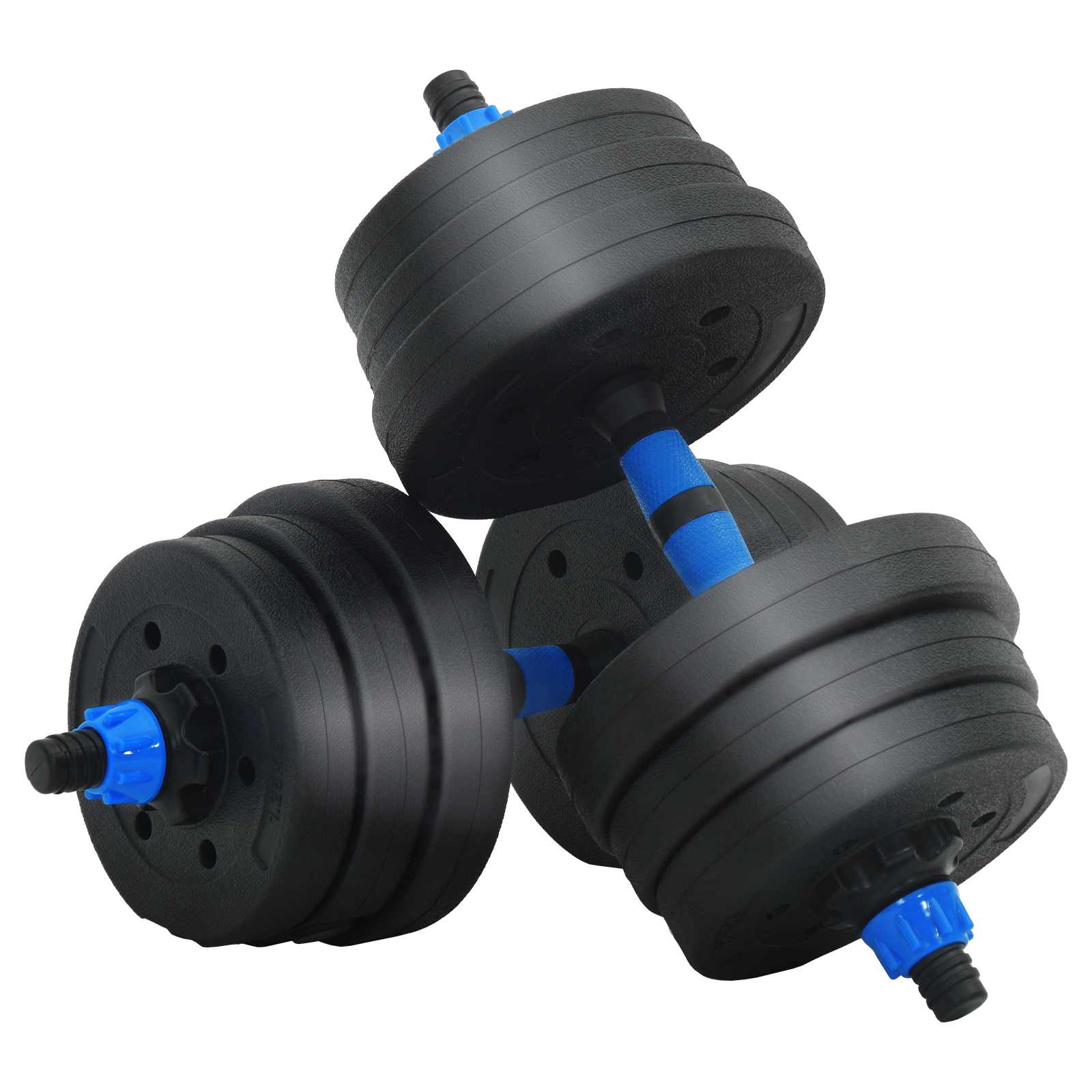 4-u-1 set bučica, brojčana i kettlebell 20 kg Crna i Plava