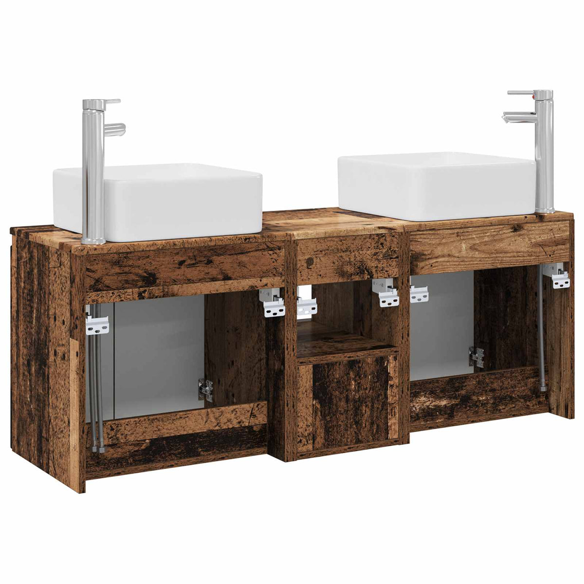 Set ormarića za kupaonicu 3 kom. Staro drvo 53 x 35 x 63 cm