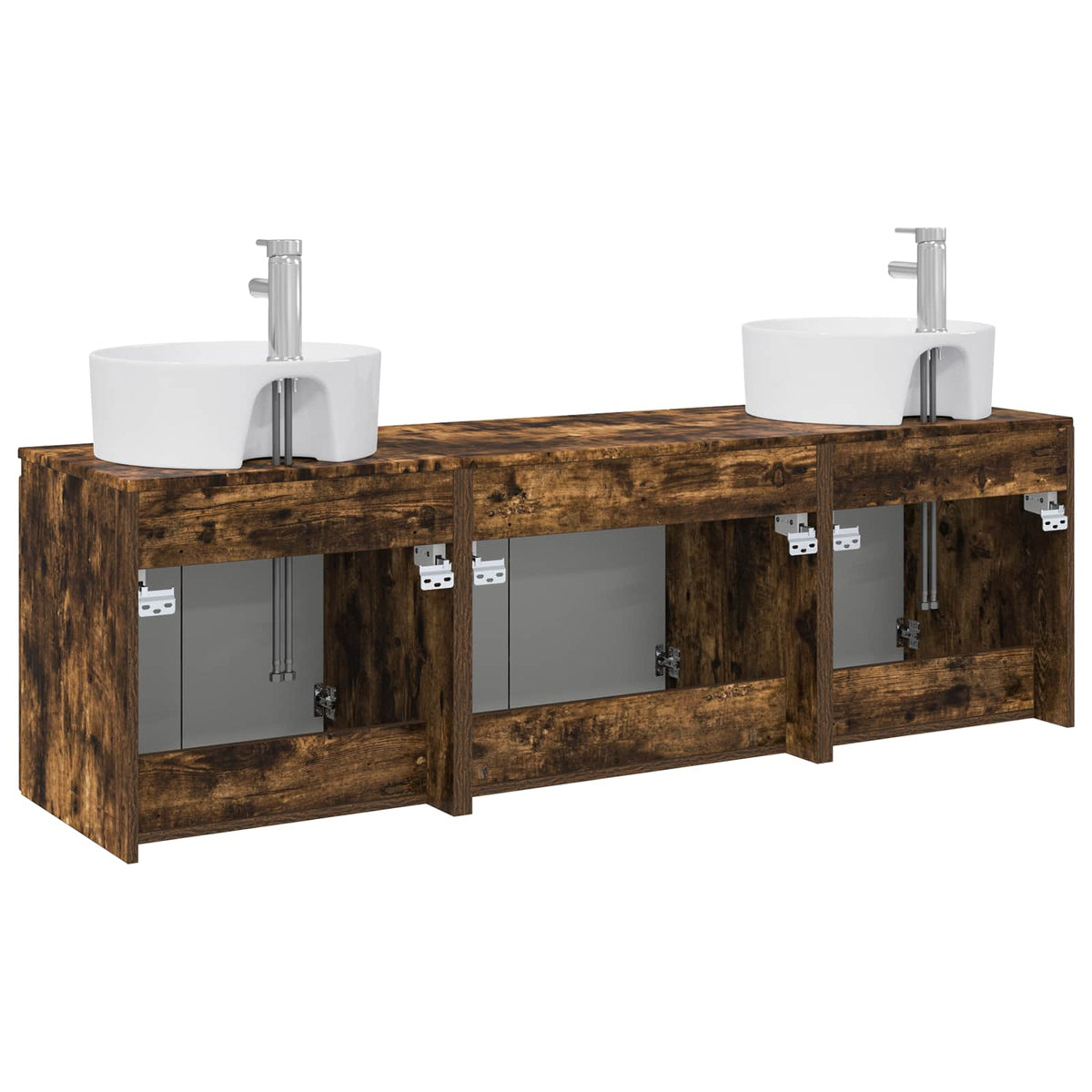 Set ormarića za kupaonicu 3 kom. Dimljeni hrast Smeđa 49,5 x 44,5 x 65 cm