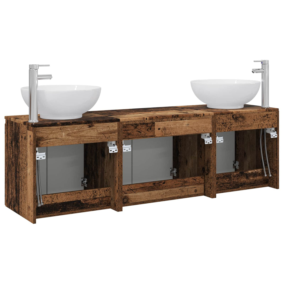 Set ormarića za kupaonicu 3 kom. Staro drvo 49,5 x 44,5 x 65 cm