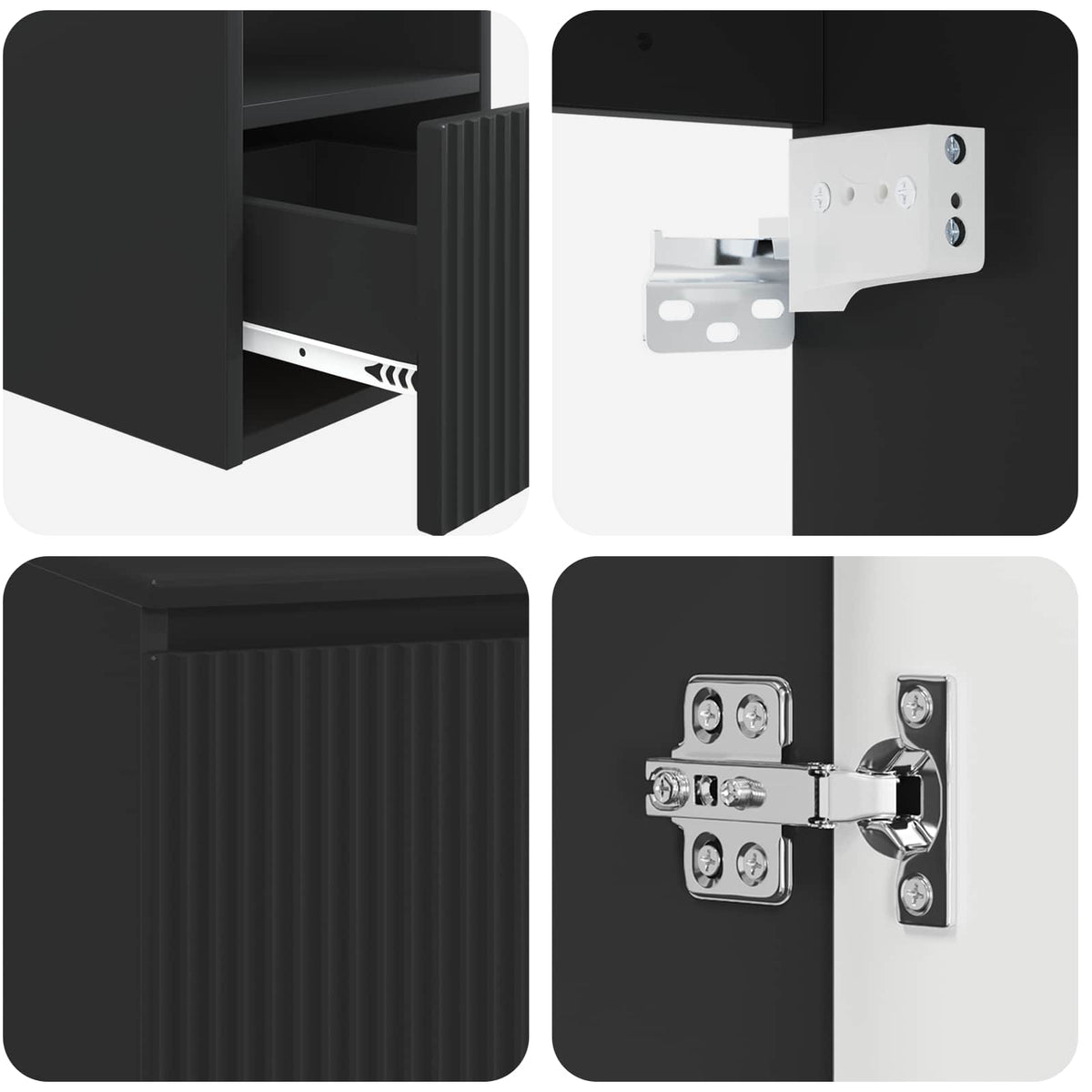 Set ormarića za kupaonicu 3 kom. Crna 49,5 x 44,5 x 66 cm