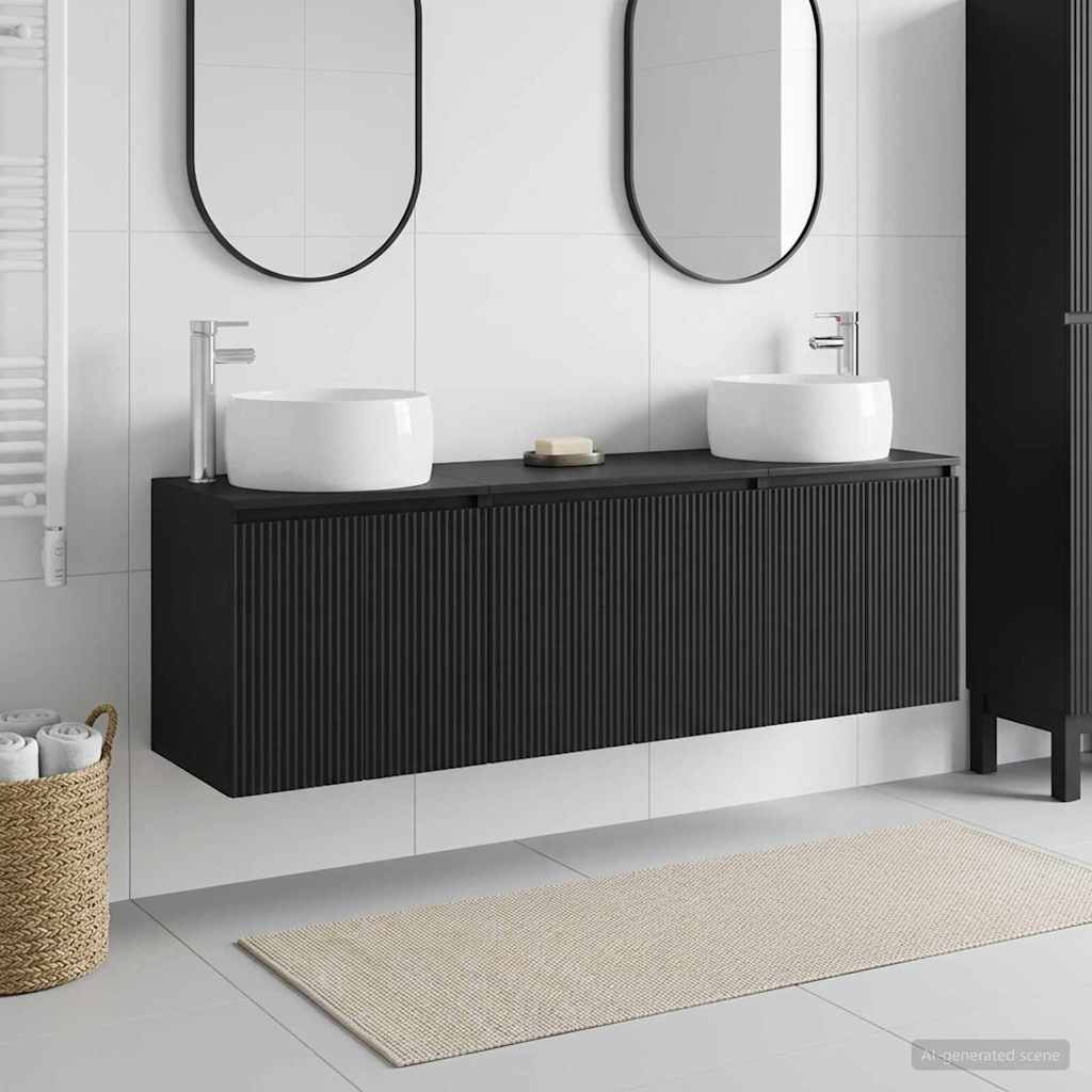 Set ormarića za kupaonicu 3 kom. Crna 49,5 x 44,5 x 66 cm
