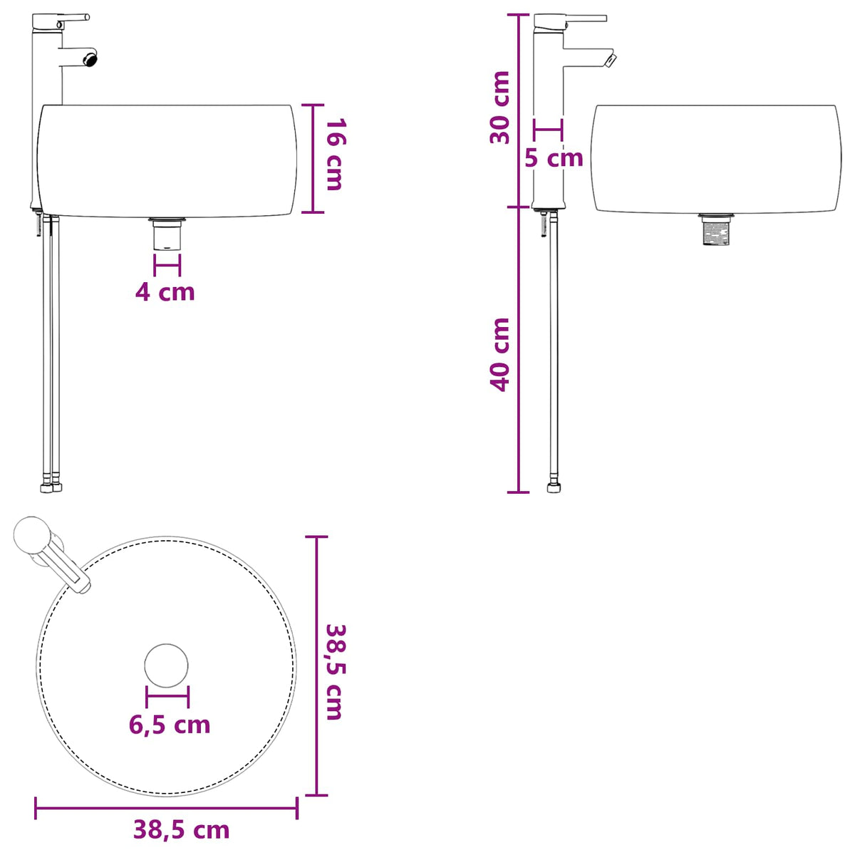 Set ormarića za kupaonicu 3 kom. Crna 49,5 x 44,5 x 66 cm