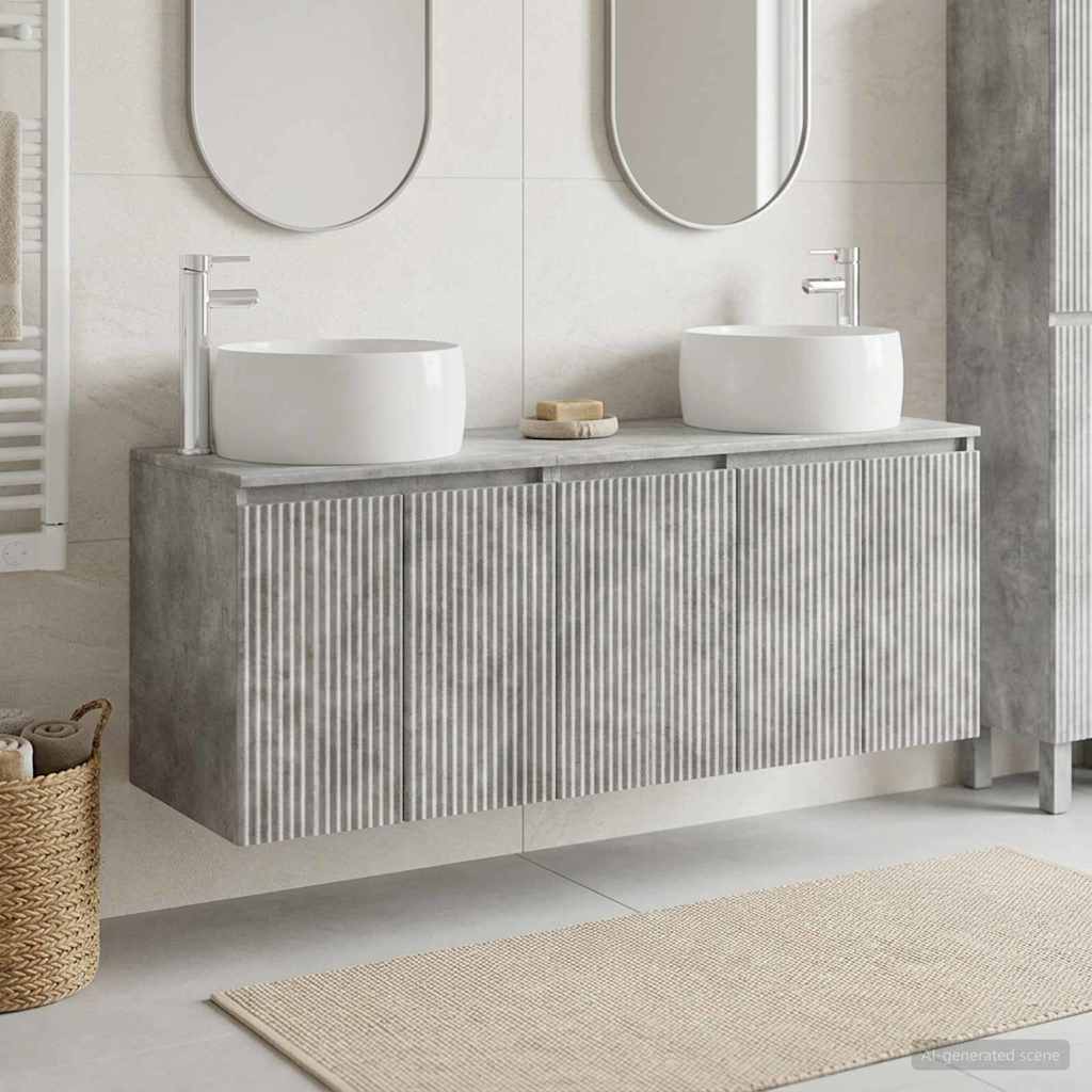 Set ormarića za kupaonicu 3 kom. Betonska siva 49,5 x 44,5 x 66 cm