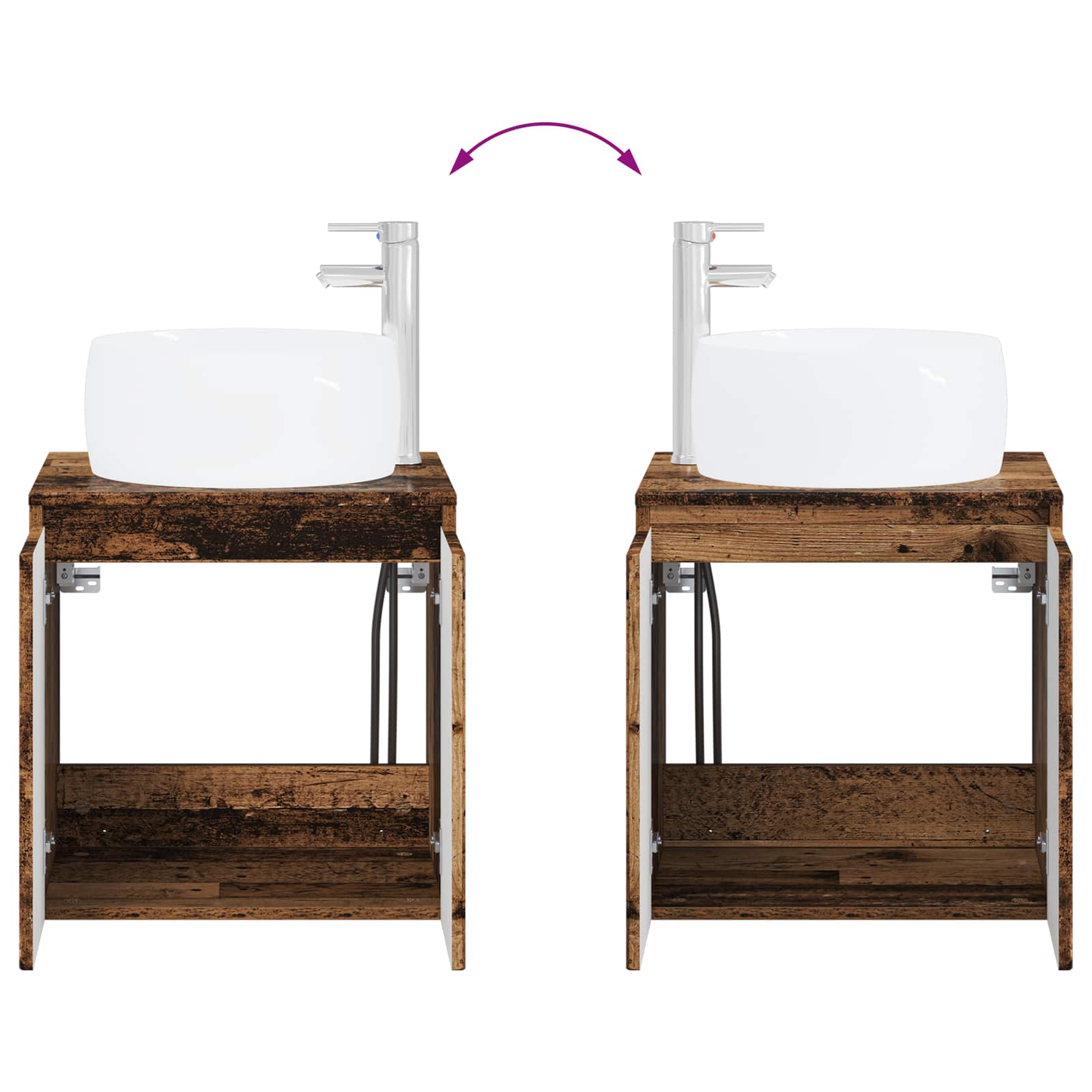Set ormarića za kupaonicu 3 kom. Staro drvo 49,5 x 44,5 x 66 cm