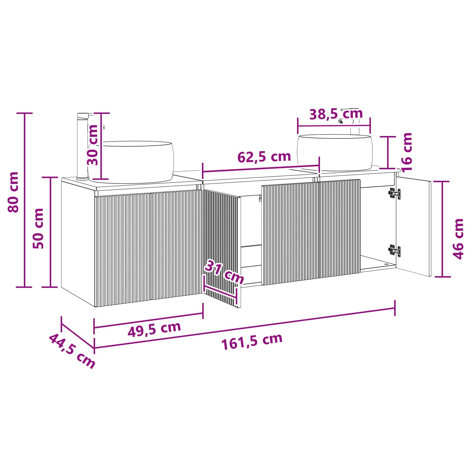 Set ormarića za kupaonicu 3 kom. Staro drvo 49,5 x 44,5 x 66 cm