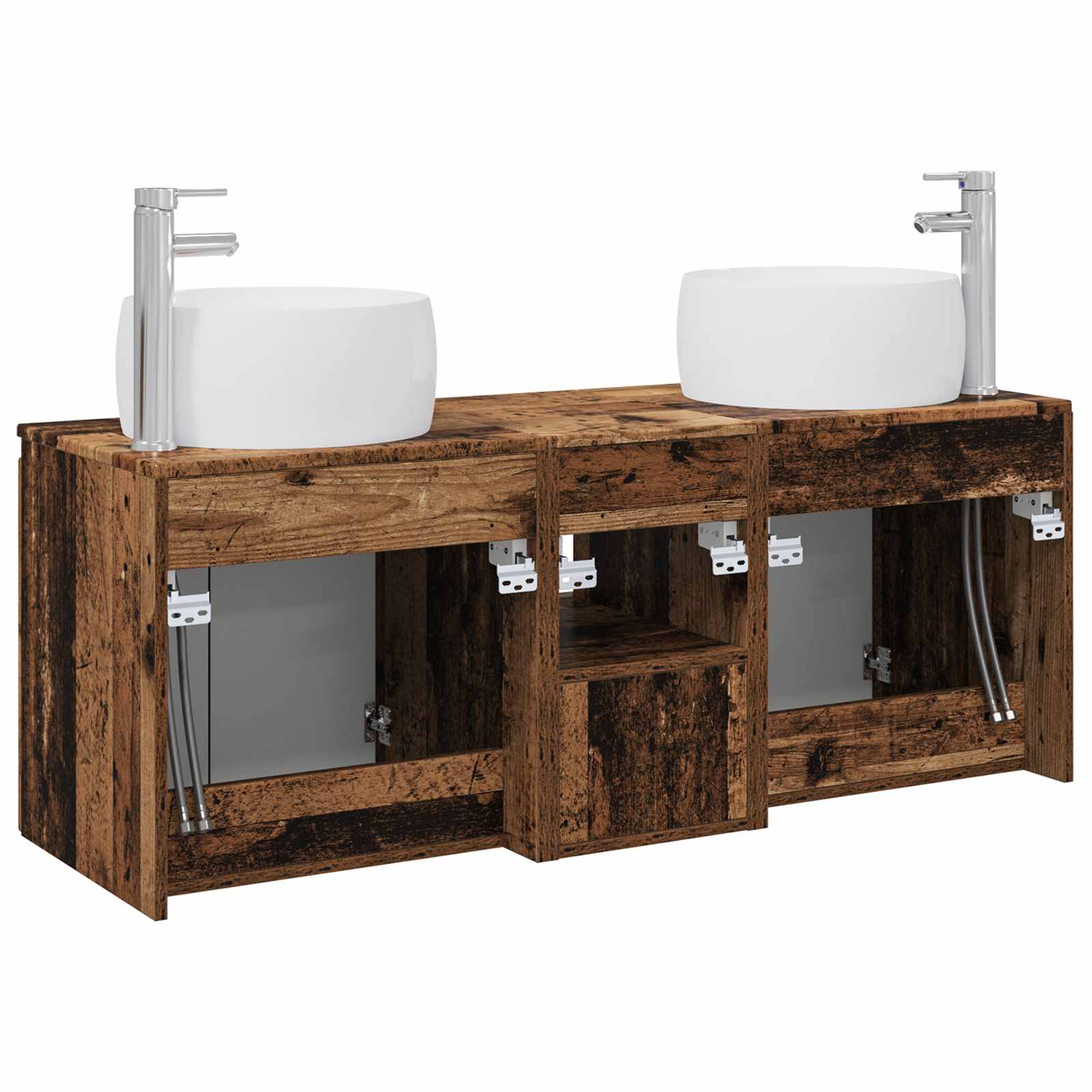Set ormarića za kupaonicu 3 kom. Staro drvo 49,5 x 44,5 x 66 cm