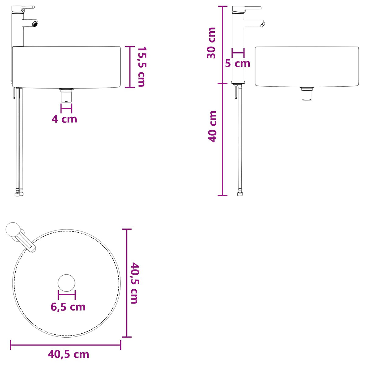 Set ormarića za kupaonicu 3 kom. Bijela 49,5 x 44,5 x 65,5 cm