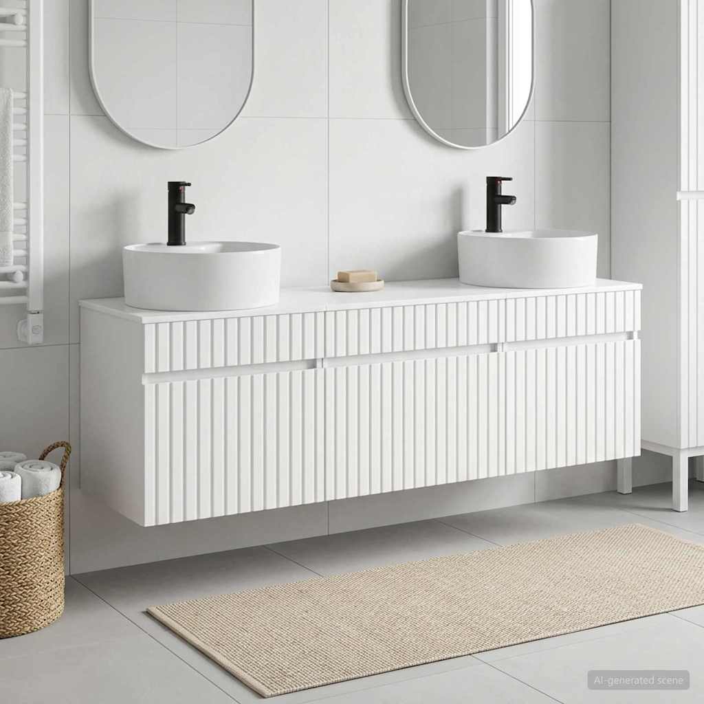Set ormarića za kupaonicu 3 kom. Bijela visokog sjaja 49 x 44,5 x 65 cm
