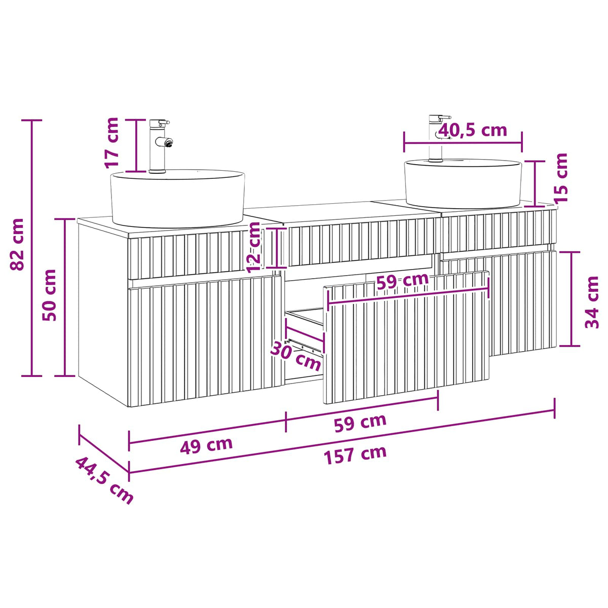 Set ormarića za kupaonicu 3 kom. Bijela visokog sjaja 49 x 44,5 x 65 cm