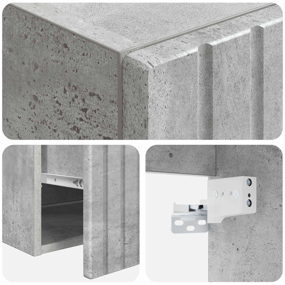 Set ormarića za kupaonicu 3 kom. Betonska siva 49 x 44,5 x 66,5 cm