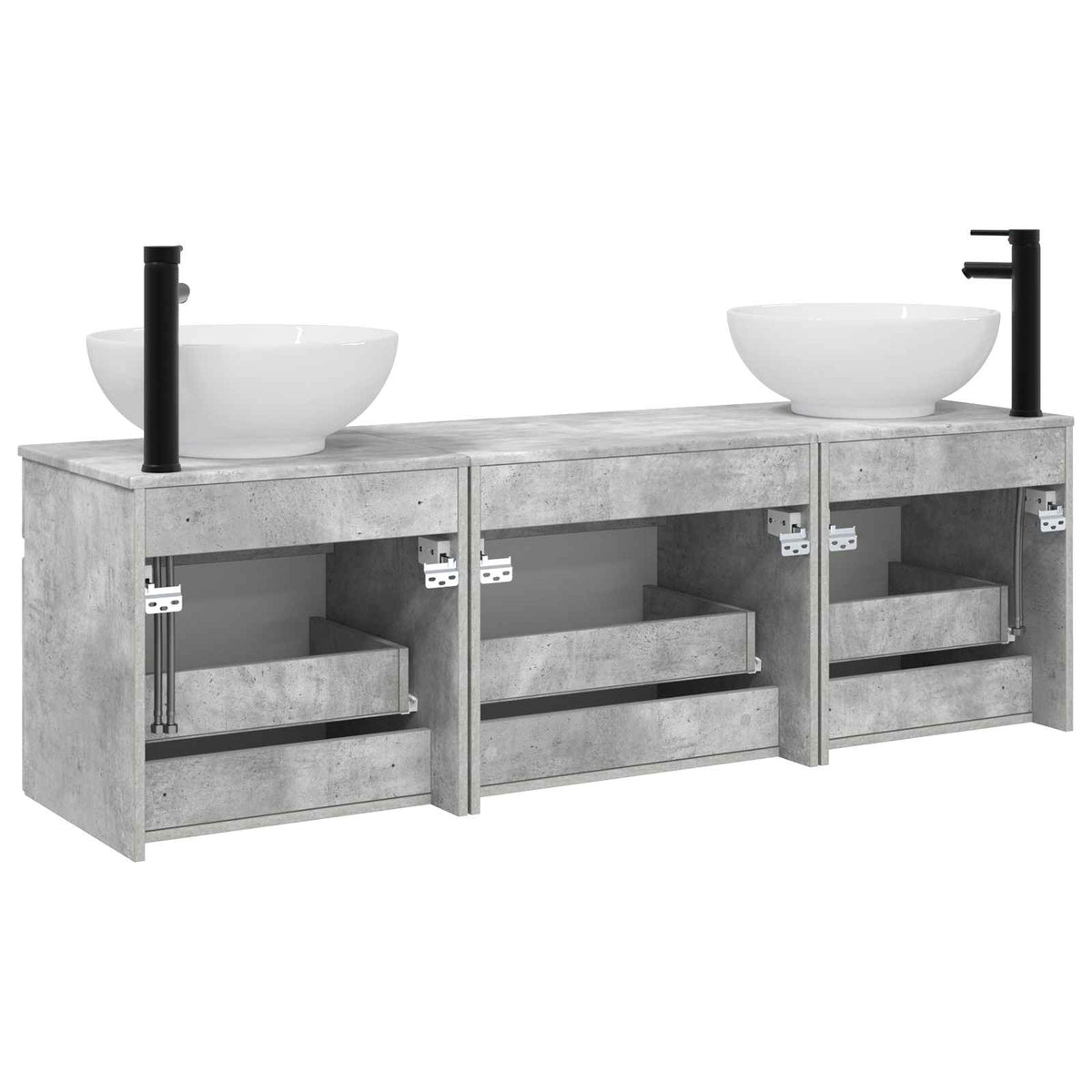Set ormarića za kupaonicu 3 kom. Betonska siva 49 x 44,5 x 66,5 cm