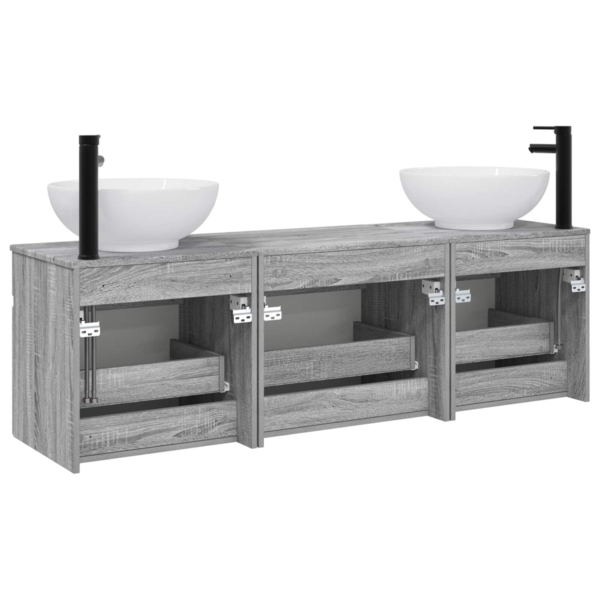 Set ormarića za kupaonicu 3 kom. Siva Sonoma 49 x 44,5 x 66,5 cm