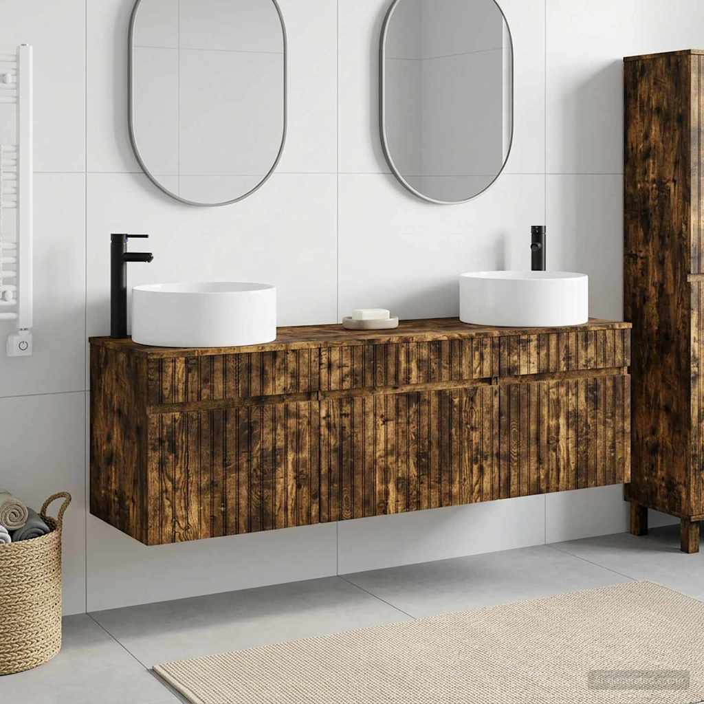 Set ormarića za kupaonicu 3 kom. Dimljeni hrast Smeđa 49 x 44,5 x 65,5 cm