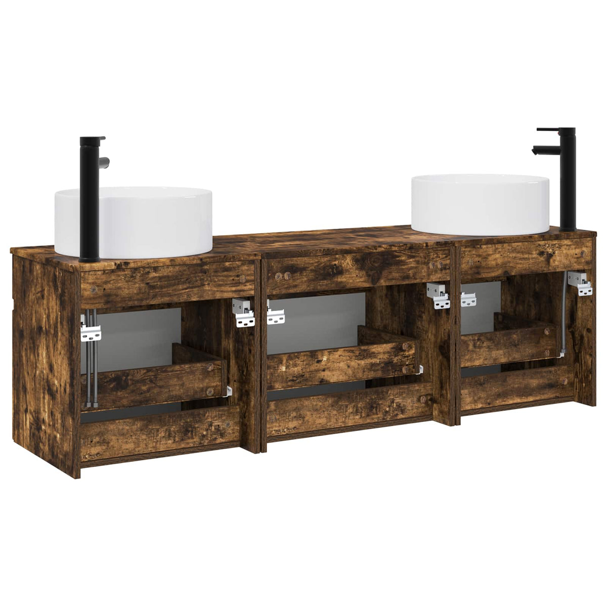 Set ormarića za kupaonicu 3 kom. Dimljeni hrast Smeđa 49 x 44,5 x 65,5 cm