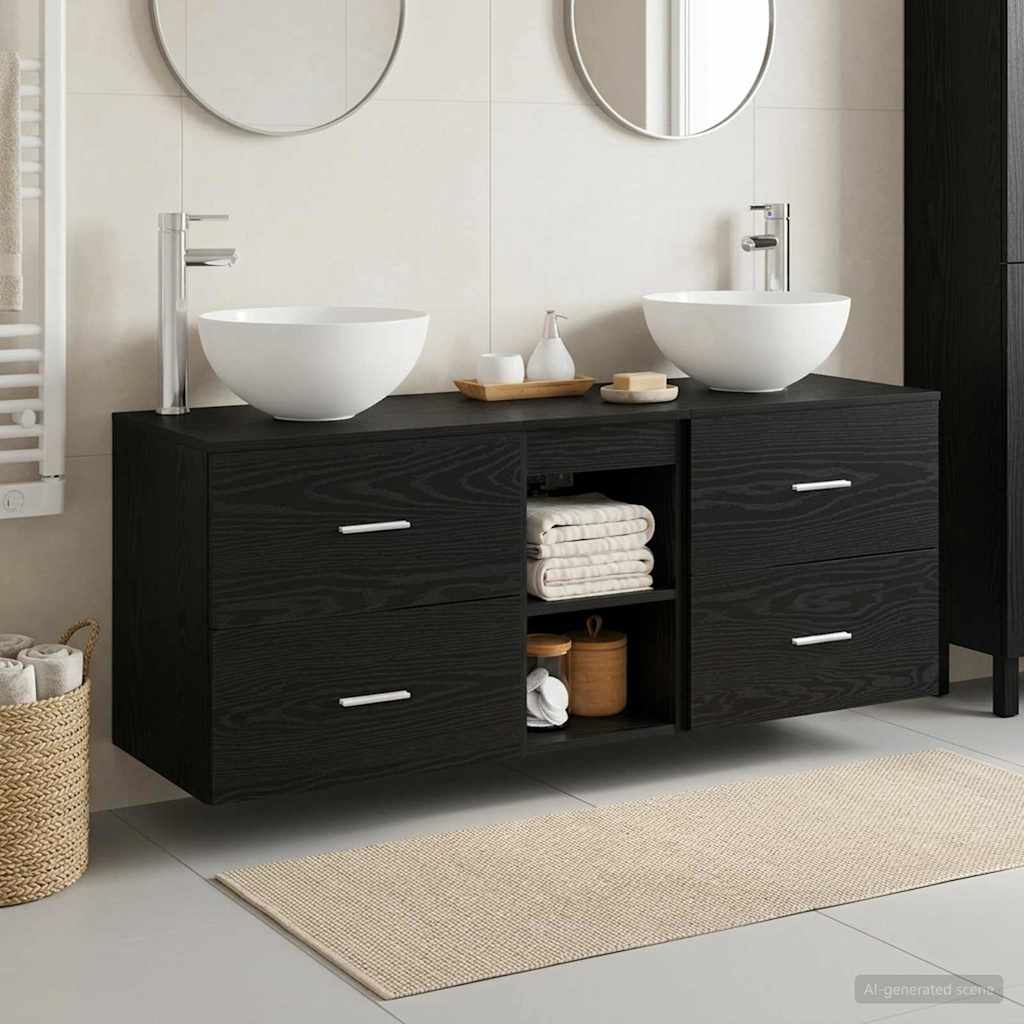 Set ormarića za kupaonicu 3 kom. Crni hrast 49,5 x 35 x 63 cm