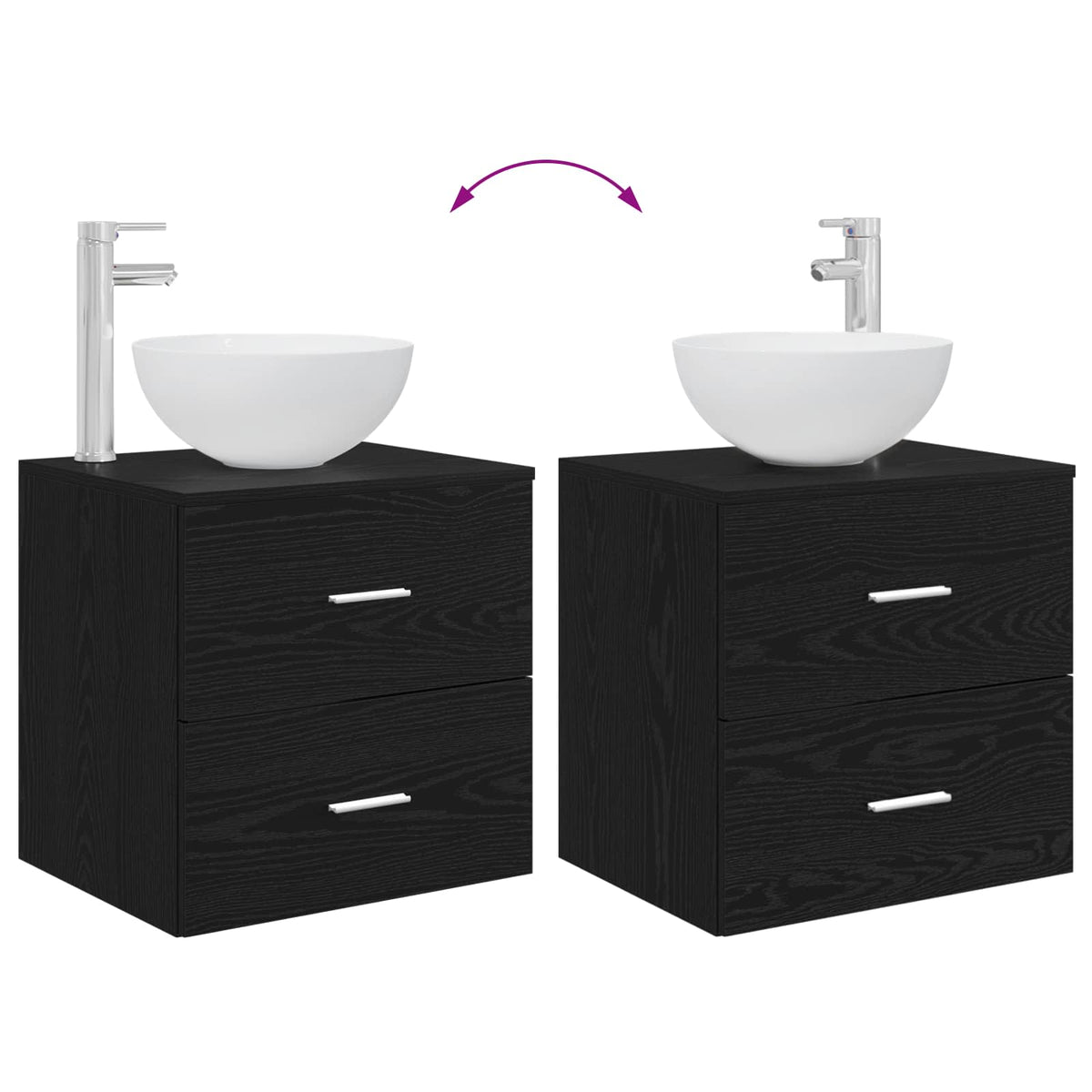 Set ormarića za kupaonicu 3 kom. Crni hrast 49,5 x 35 x 63 cm
