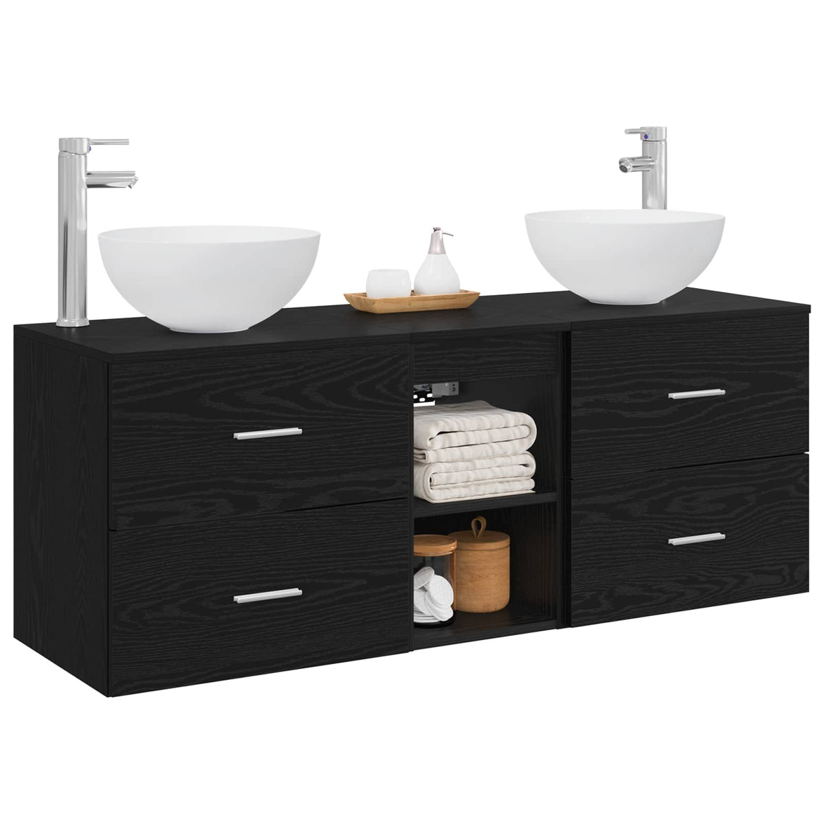 Set ormarića za kupaonicu 3 kom. Crni hrast 49,5 x 35 x 63 cm