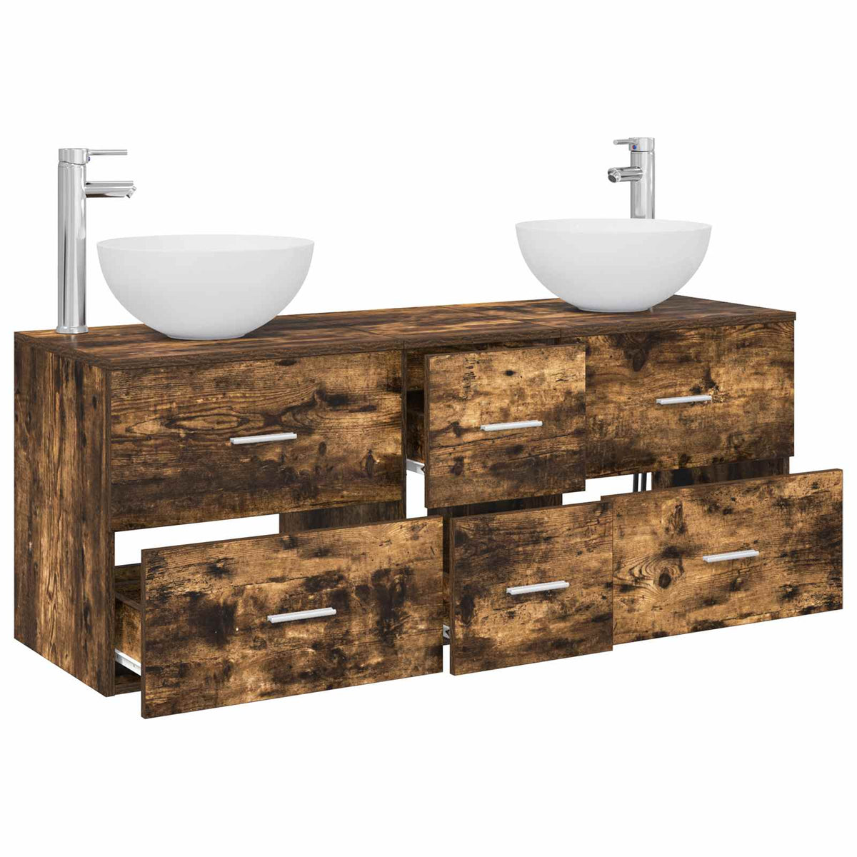 Set ormarića za kupaonicu 3 kom. Dimljeni hrast Smeđa 49,5 x 35 x 63 cm