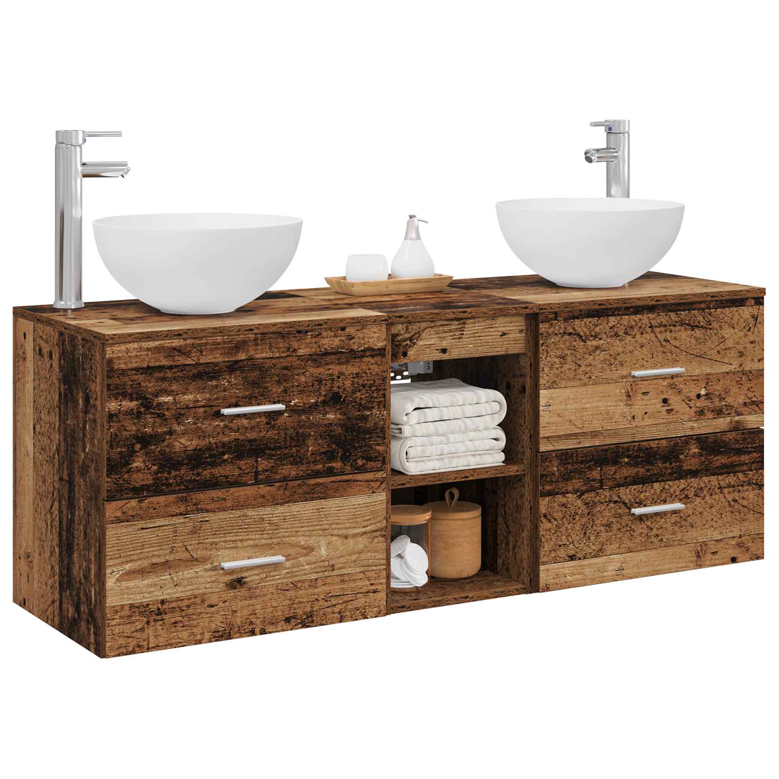 Set ormarića za kupaonicu 3 kom. Staro drvo 49,5 x 41 x 64,5 cm