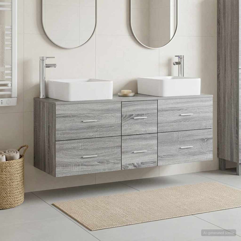 Set ormarića za kupaonicu 3 kom. Siva Sonoma 49,5 x 41 x 63 cm