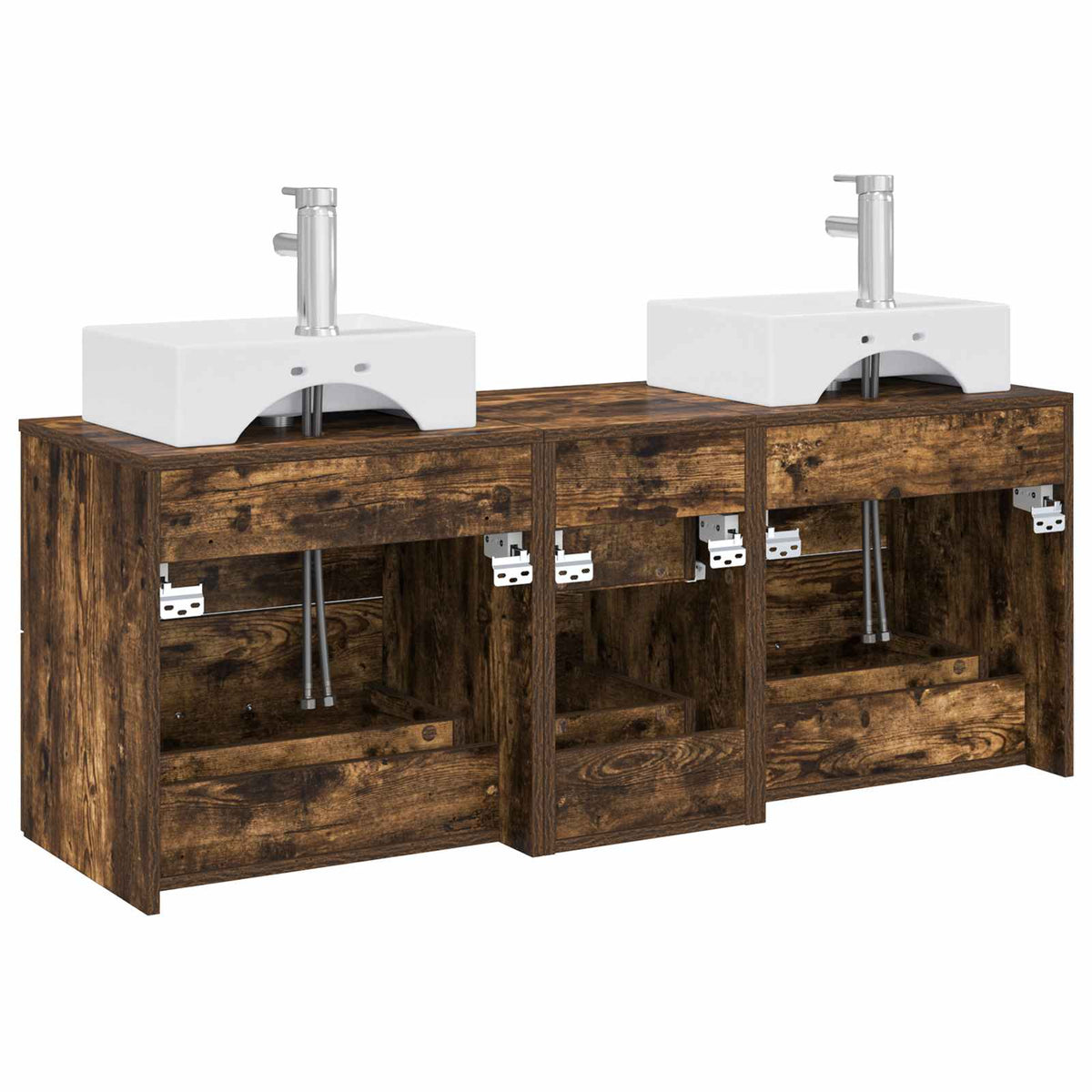 Set ormarića za kupaonicu 3 kom. Dimljeni hrast Smeđa 49,5 x 41 x 62,5 cm