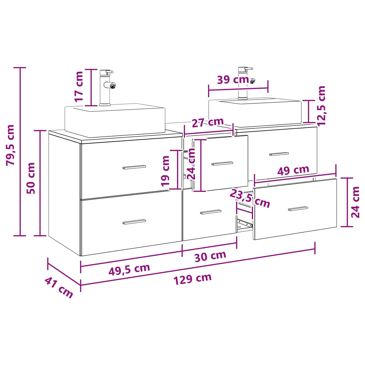 Set ormarića za kupaonicu 3 kom. Dimljeni hrast Smeđa 49,5 x 41 x 62,5 cm