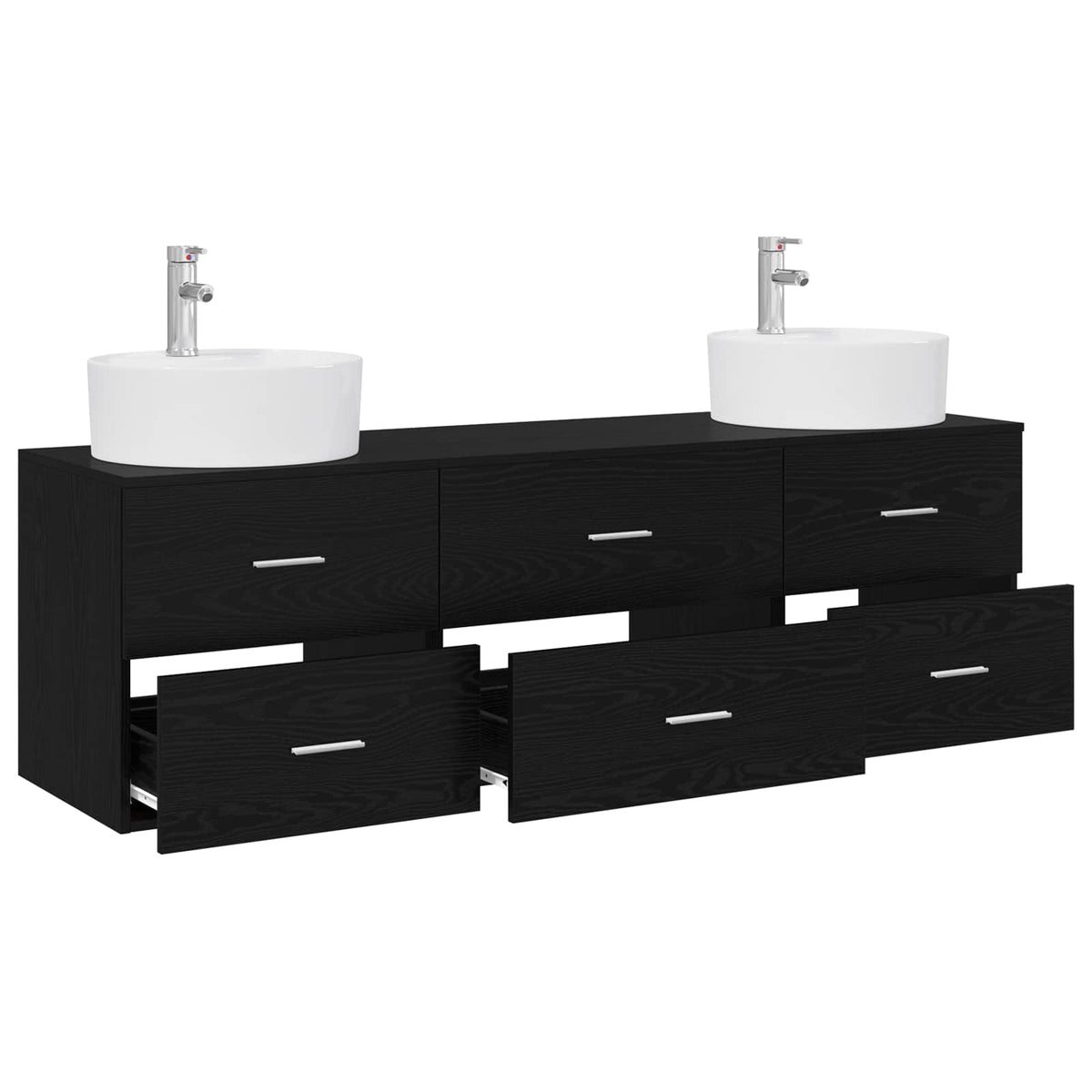 Set ormarića za kupaonicu 3 kom. Crna 62,5 x 44,5 x 50 cm