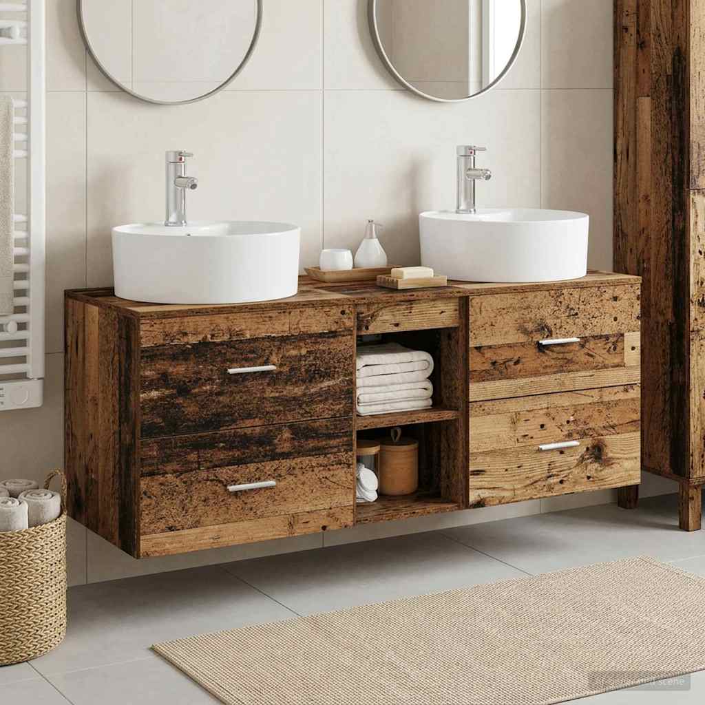 Set ormarića za kupaonicu 3 kom. Staro drvo 49,5 x 44,5 x 65 cm