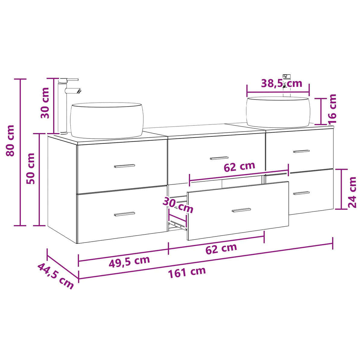 Set namještaja za kupaonicu 3 kom. Staro drvo Smeđa 49.5 x 44.5 x 66 cm