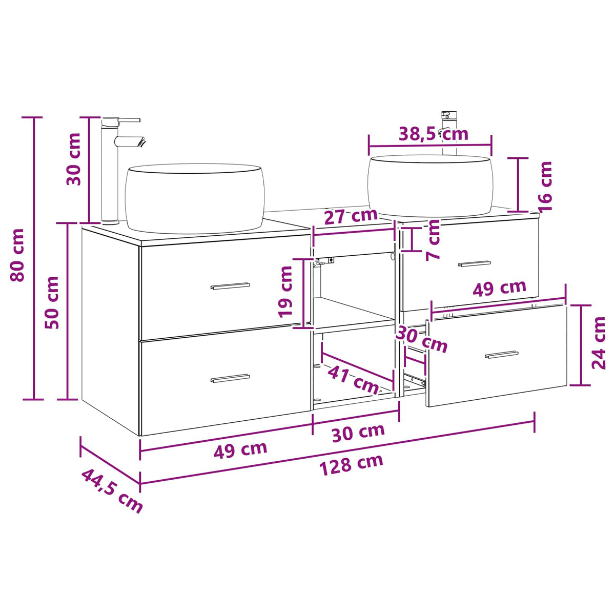 Set namještaja za kupaonicu 3 kom. Staro drvo Smeđa 49.5 x 44.5 x 66 cm