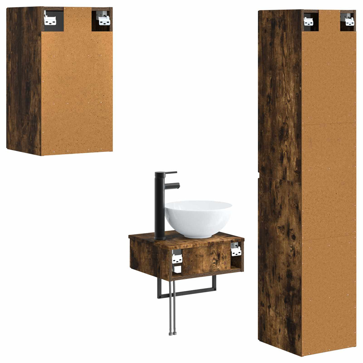 Set namještaja za kupaonicu 3 kom. Dimljeni hrast Smeđa 33 x 34,5 x 160 cm