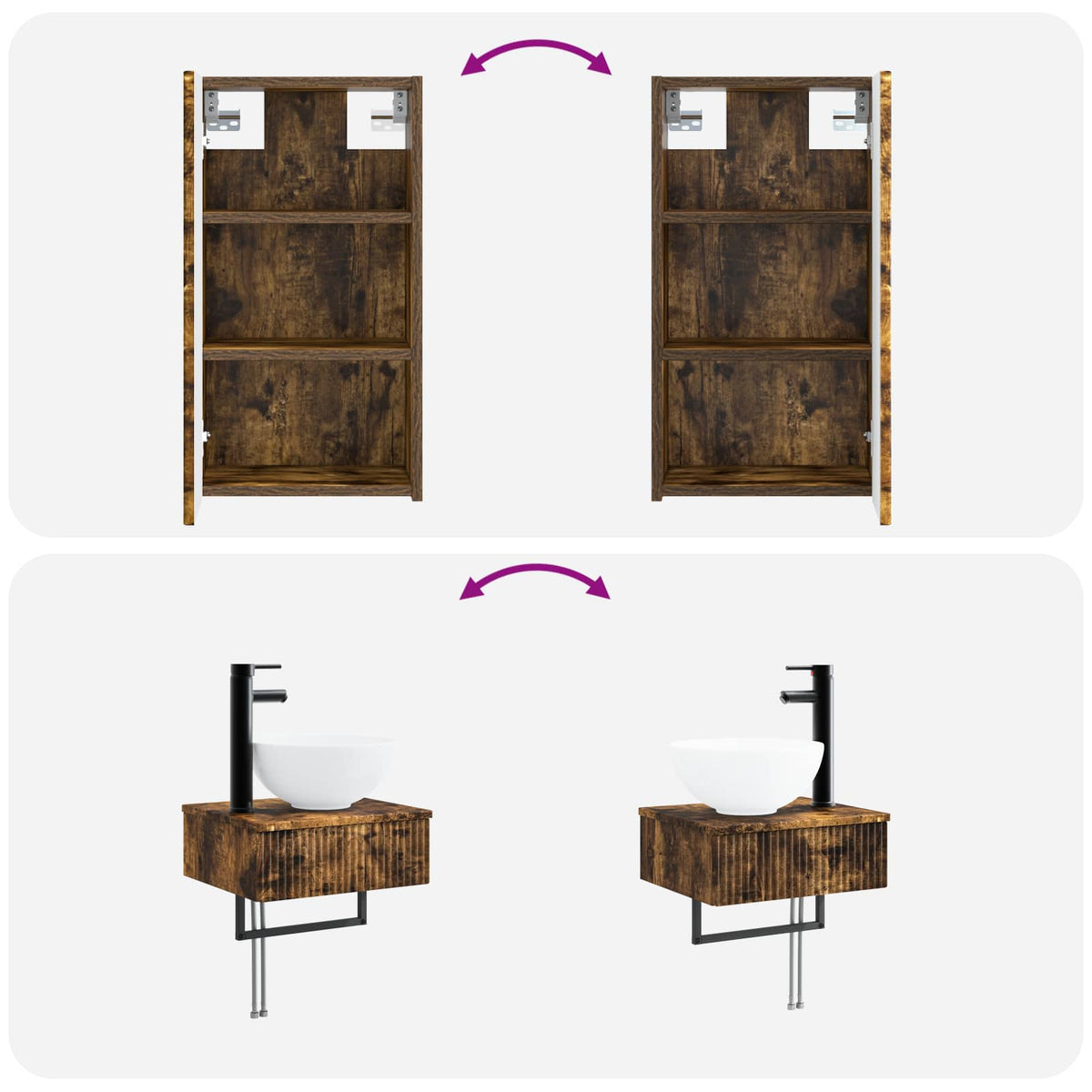 Set namještaja za kupaonicu 3 kom. Dimljeni hrast Smeđa 33 x 34,5 x 160 cm