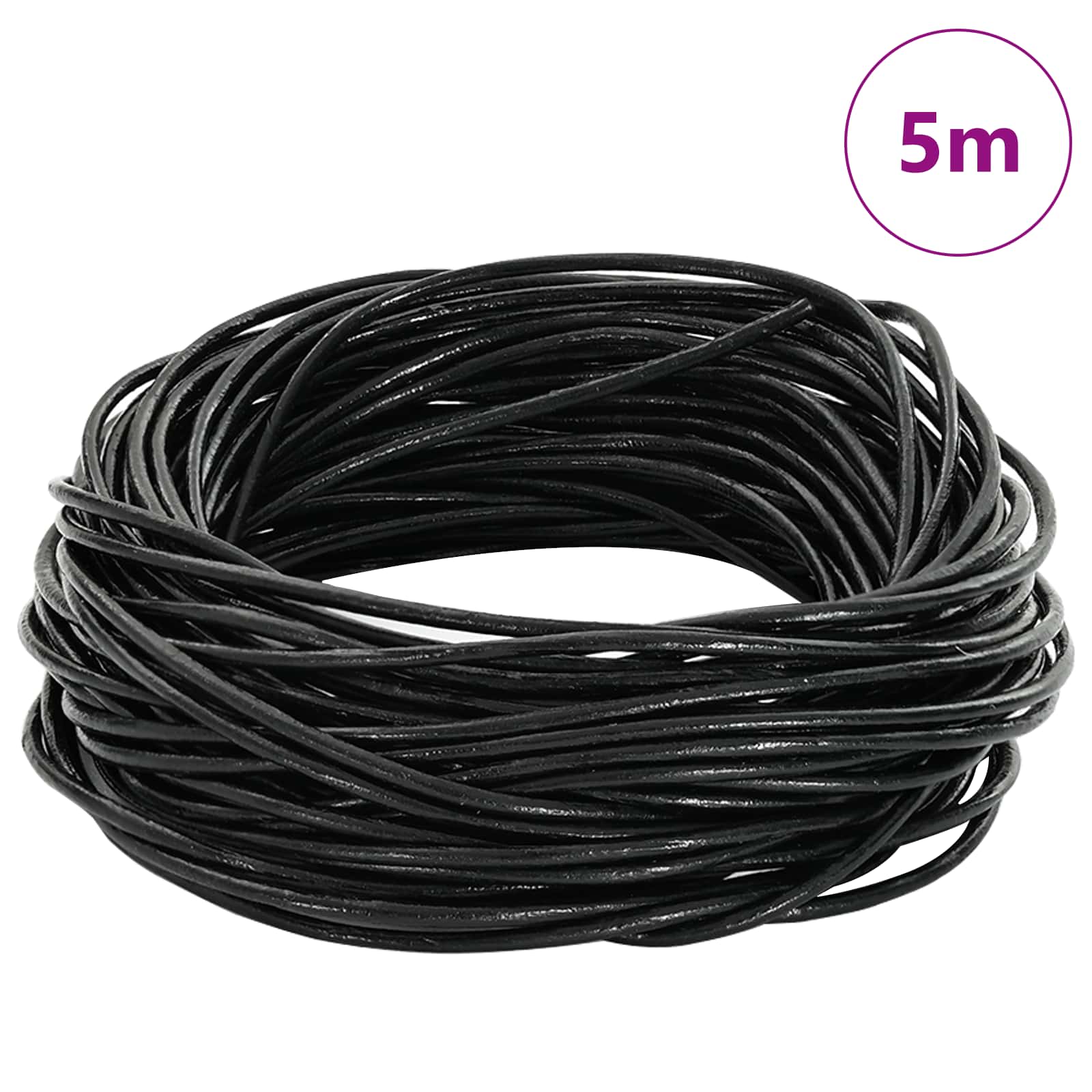 Kožni konop Crna Ø1,5 mm x 5 m Koža