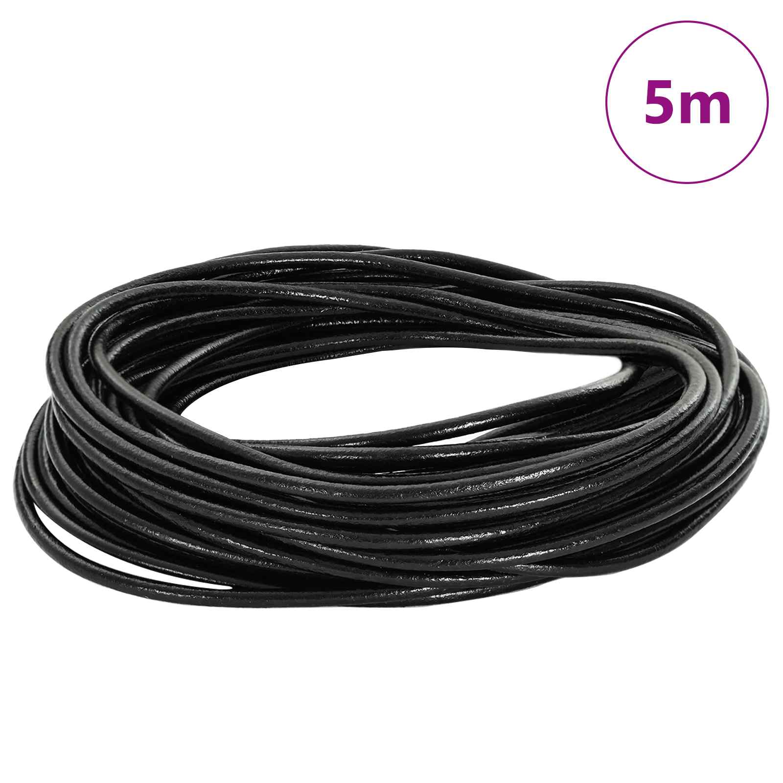 Kožni konop Crna Ø3 mm x 5 m Koža