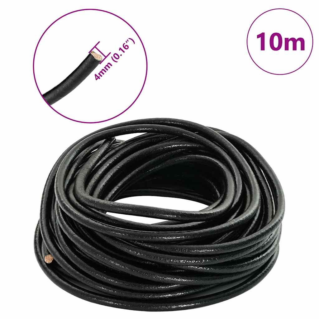 Kožni konop Crna Ø4 mm x 10 m Koža