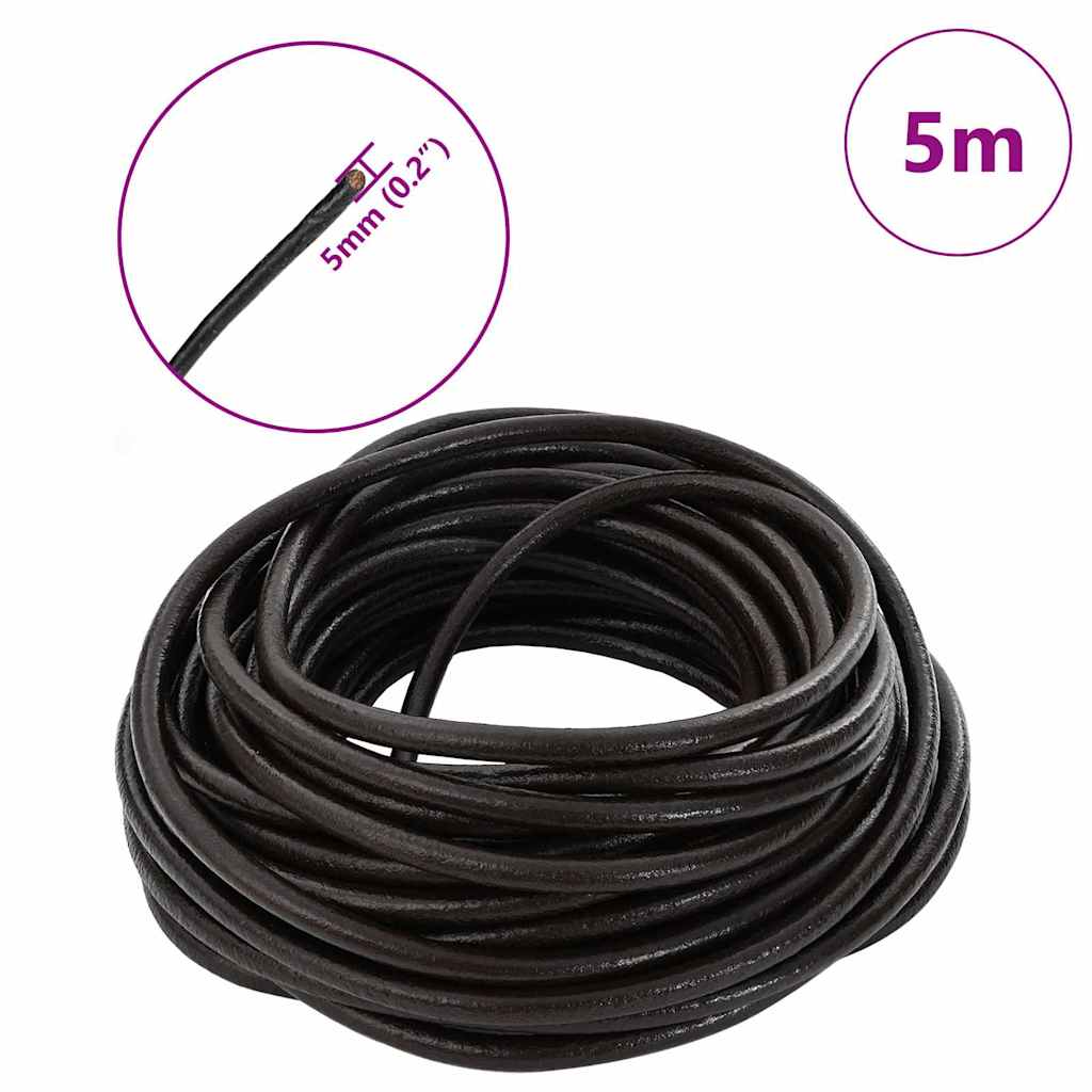 Kožni konop Tamno smeđa Ø5 mm x 5 m Koža