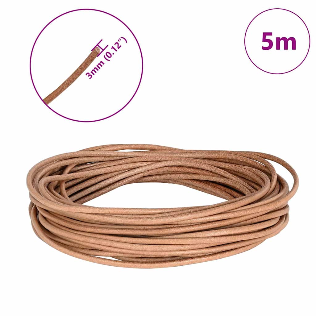 Kožni konop Smeđa Ø3 mm x 5 m Koža