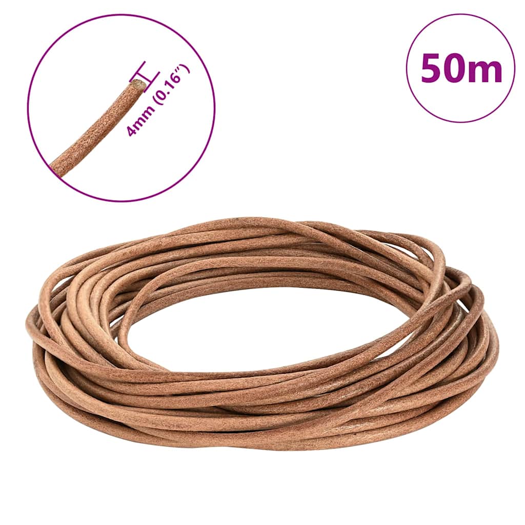 Kožni konop Smeđa Ø4 mm x 50 m Koža